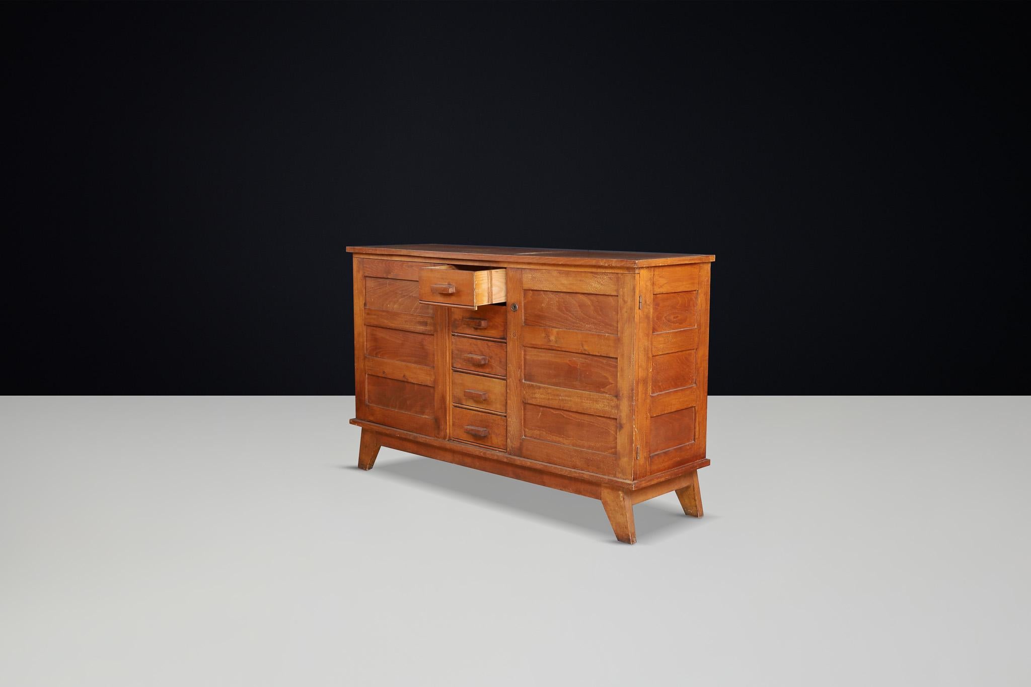 20th Century René Gabriel Patinated Oak Sideboard, France, 1940s For Sale