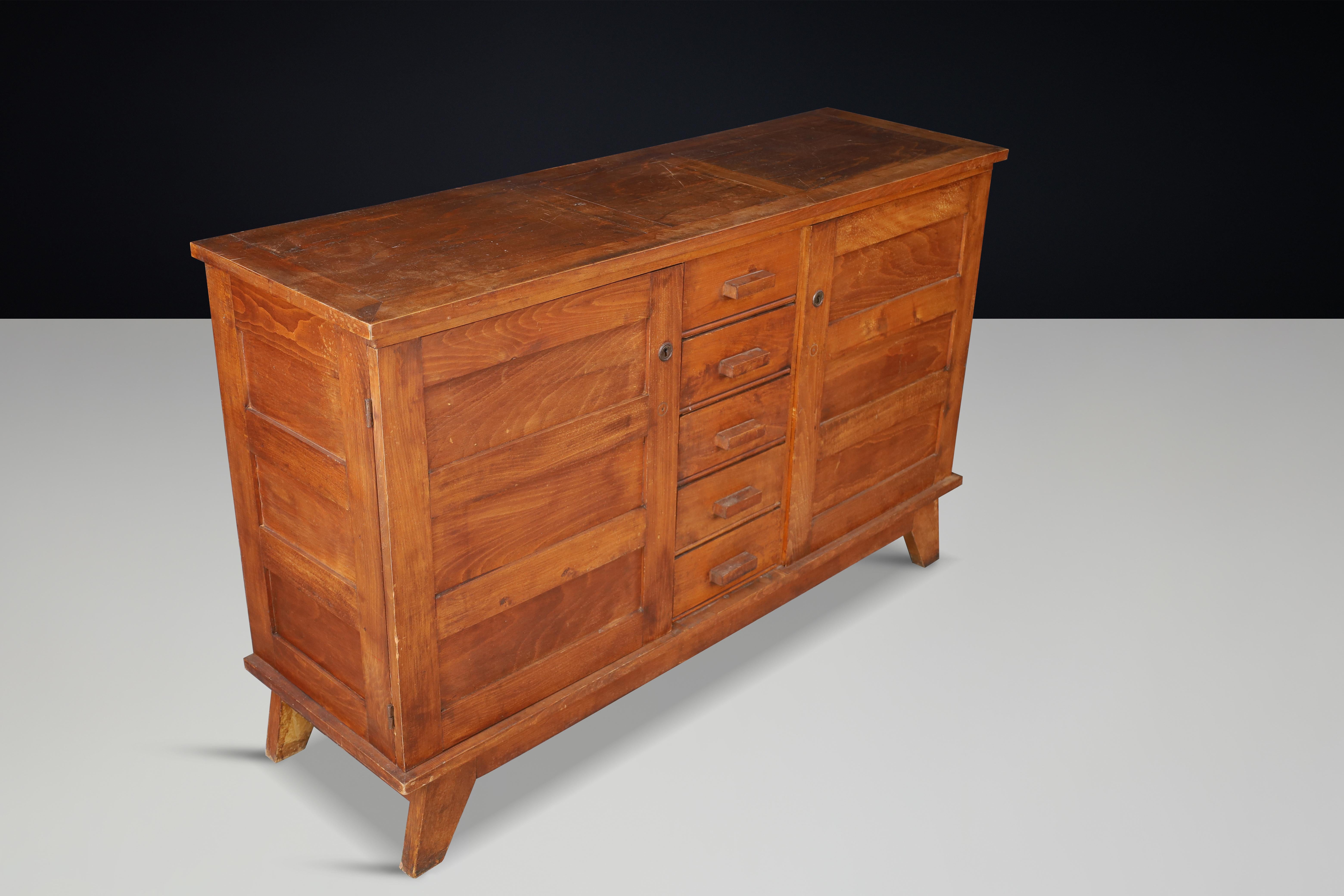 René Gabriel Patinated Oak Sideboard, France, 1940s For Sale 1