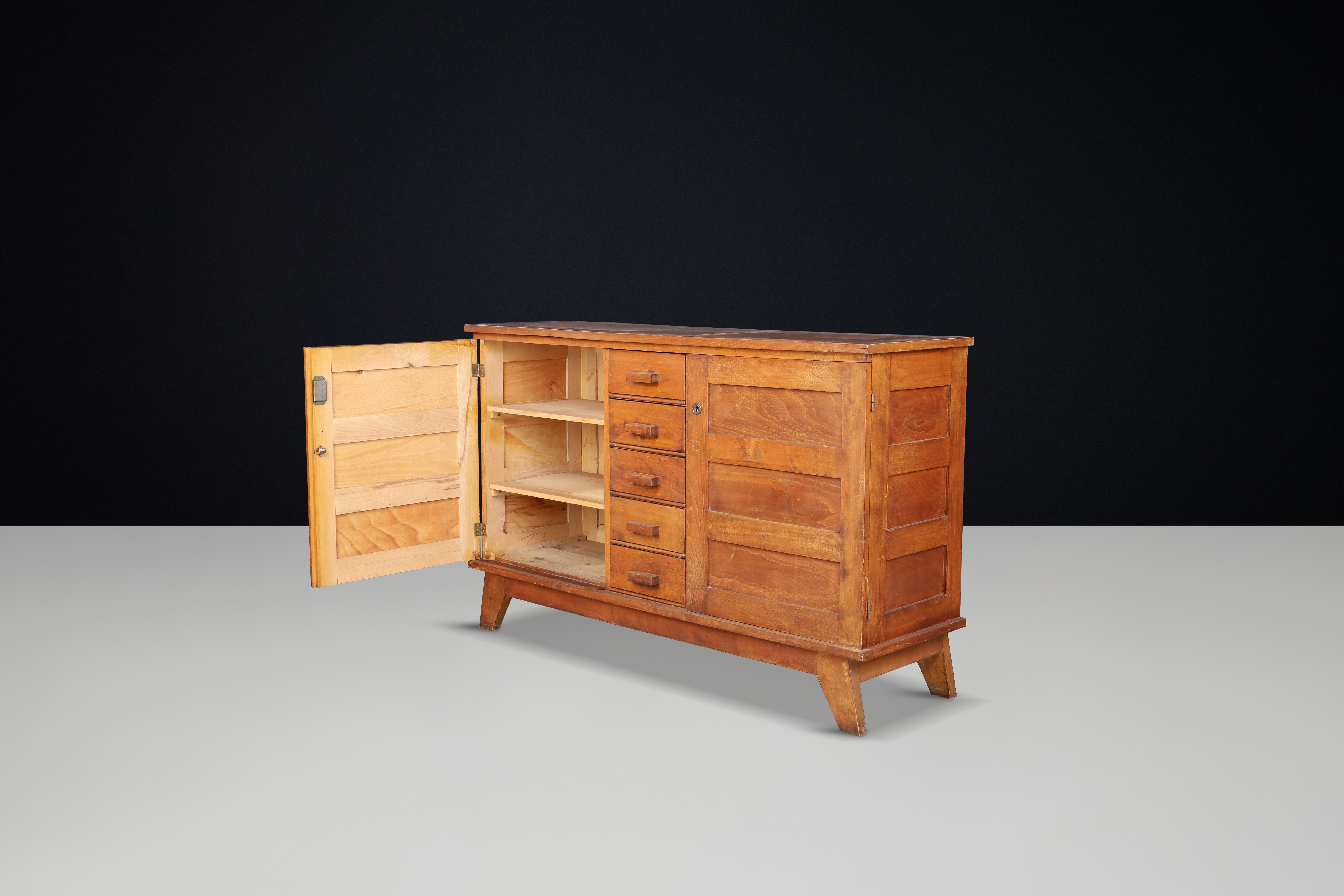 René Gabriel Patinated Oak Sideboard, France, 1940s For Sale 2