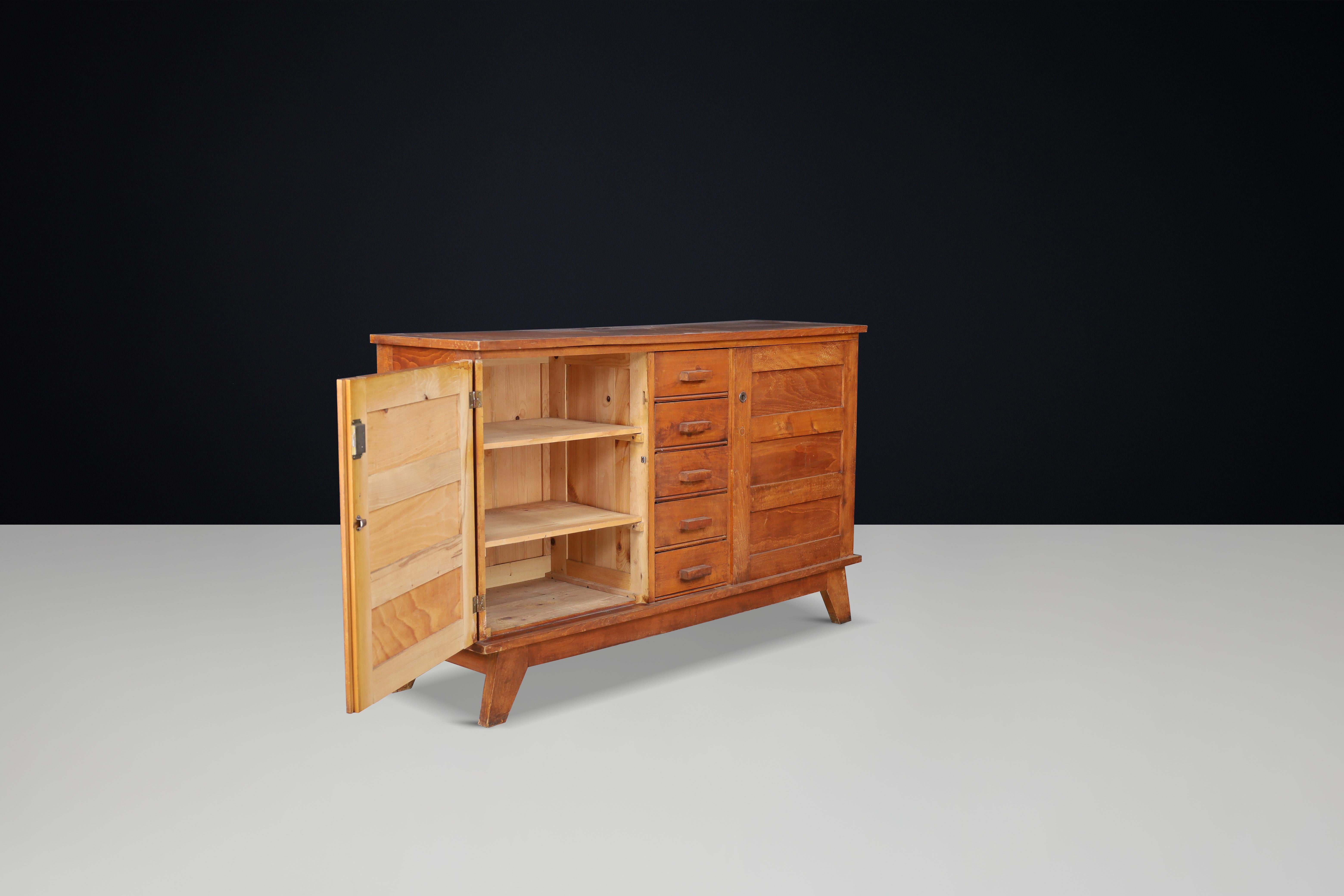 René Gabriel Patinated Oak Sideboard, France, 1940s For Sale 3