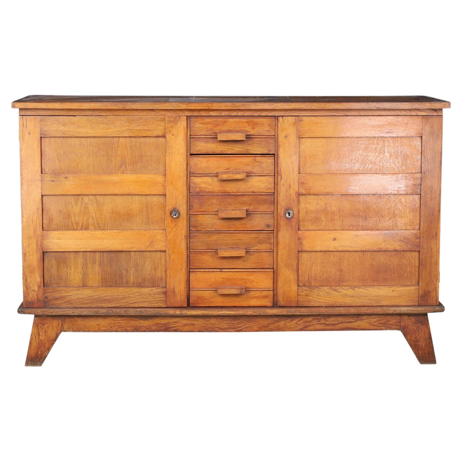 Buffet en chêne patiné René Gabriel, France, années 1940