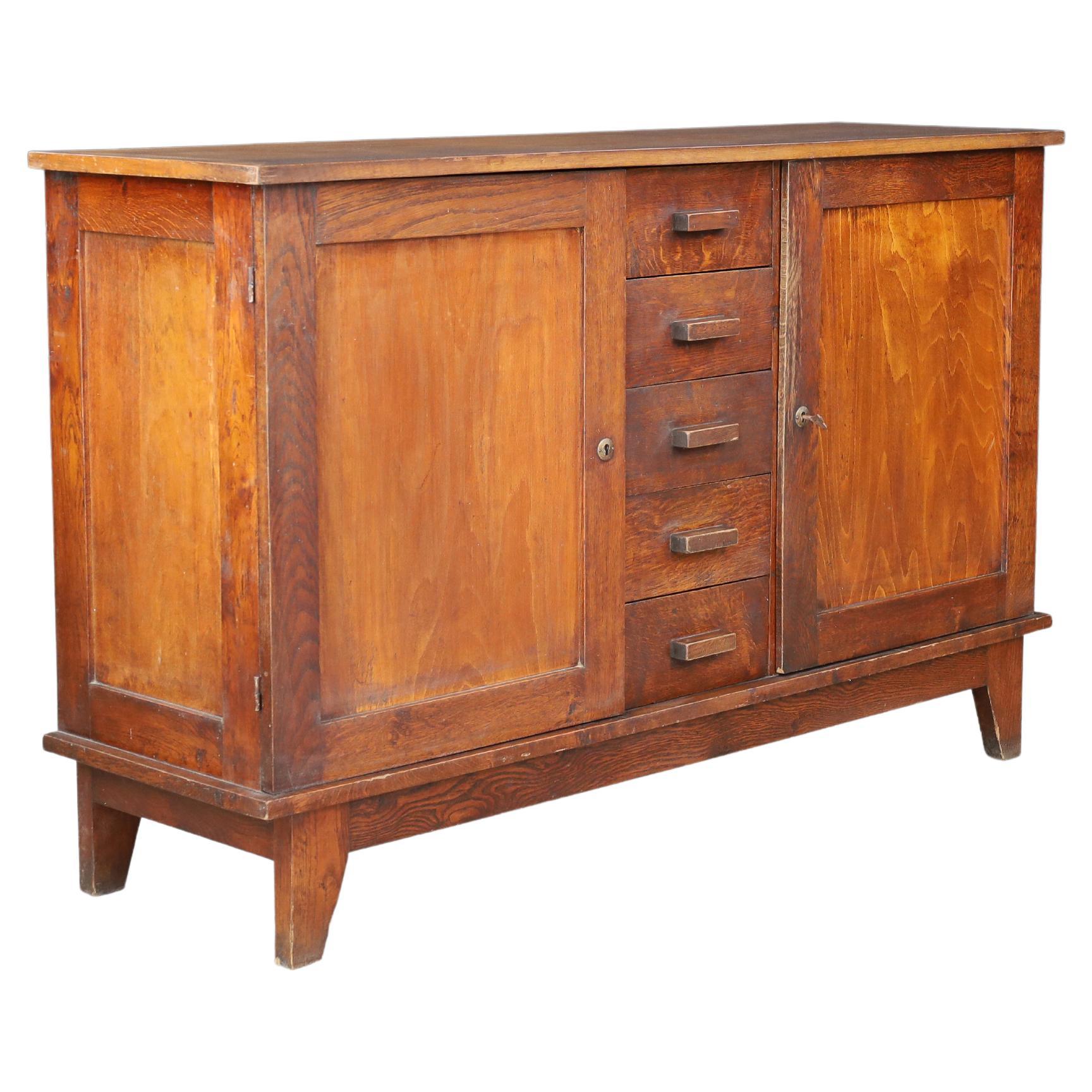 Buffet en chêne patiné René Gabriel, France, années 1940