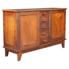 René Gabriel Patinated Oak Sideboard, France, 1940s