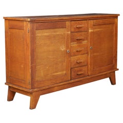 René Gabriel Patinated Oak Sideboard, France, 1940s