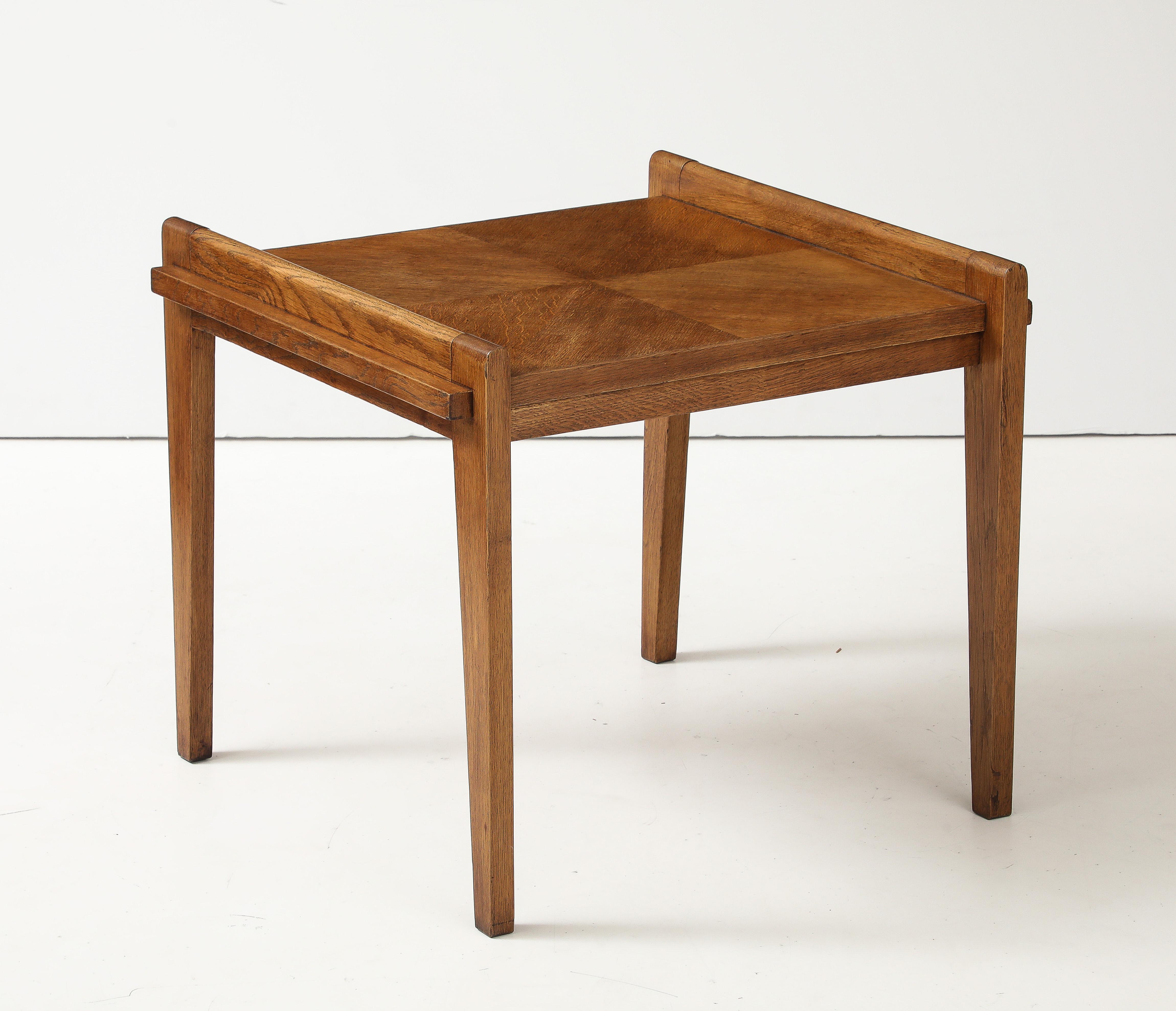René Gabriel Rare Form Oak Side Table, France, circa 1945 For Sale 5