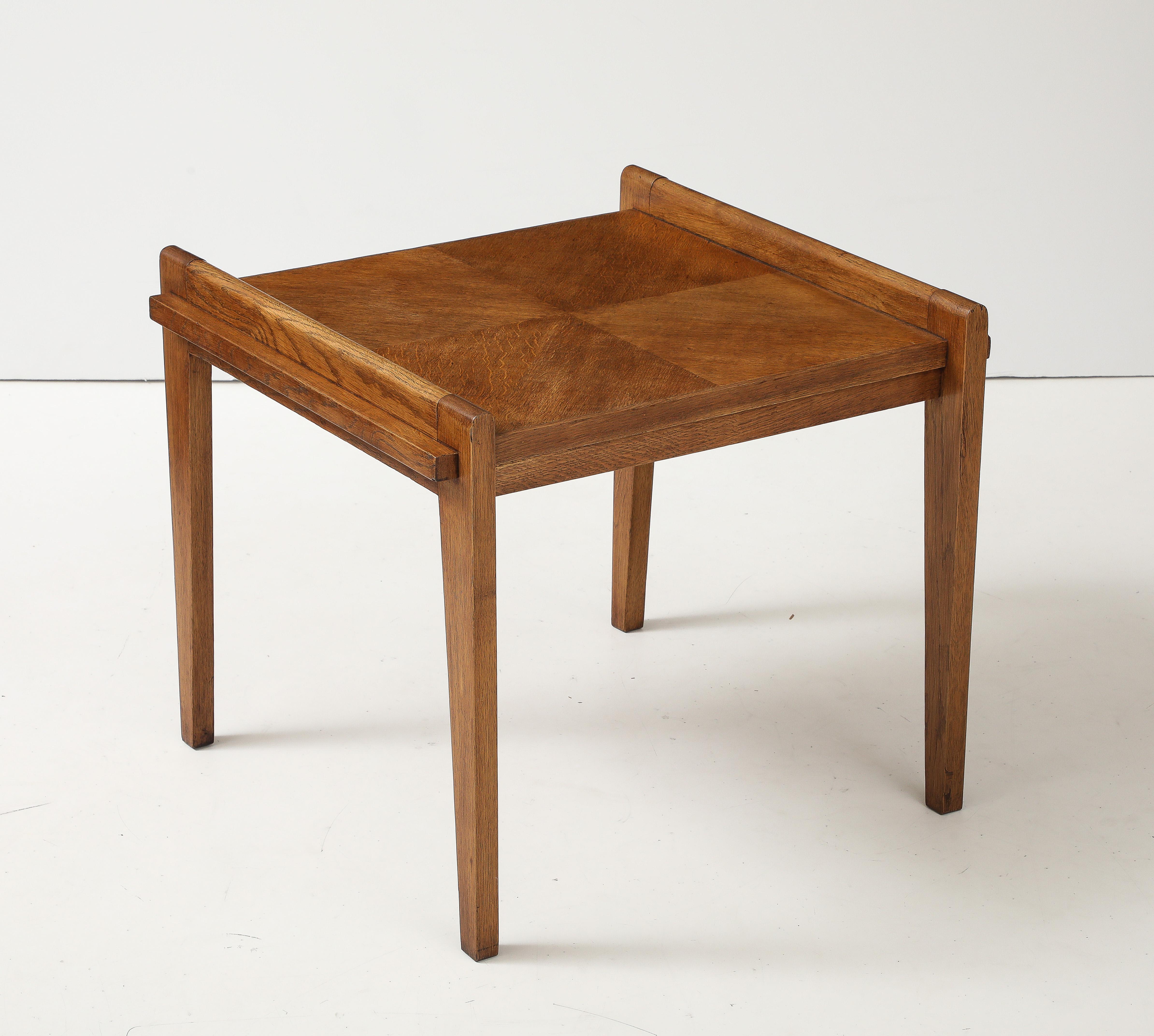 René Gabriel Rare Form Oak Side Table, France, circa 1945 For Sale 6