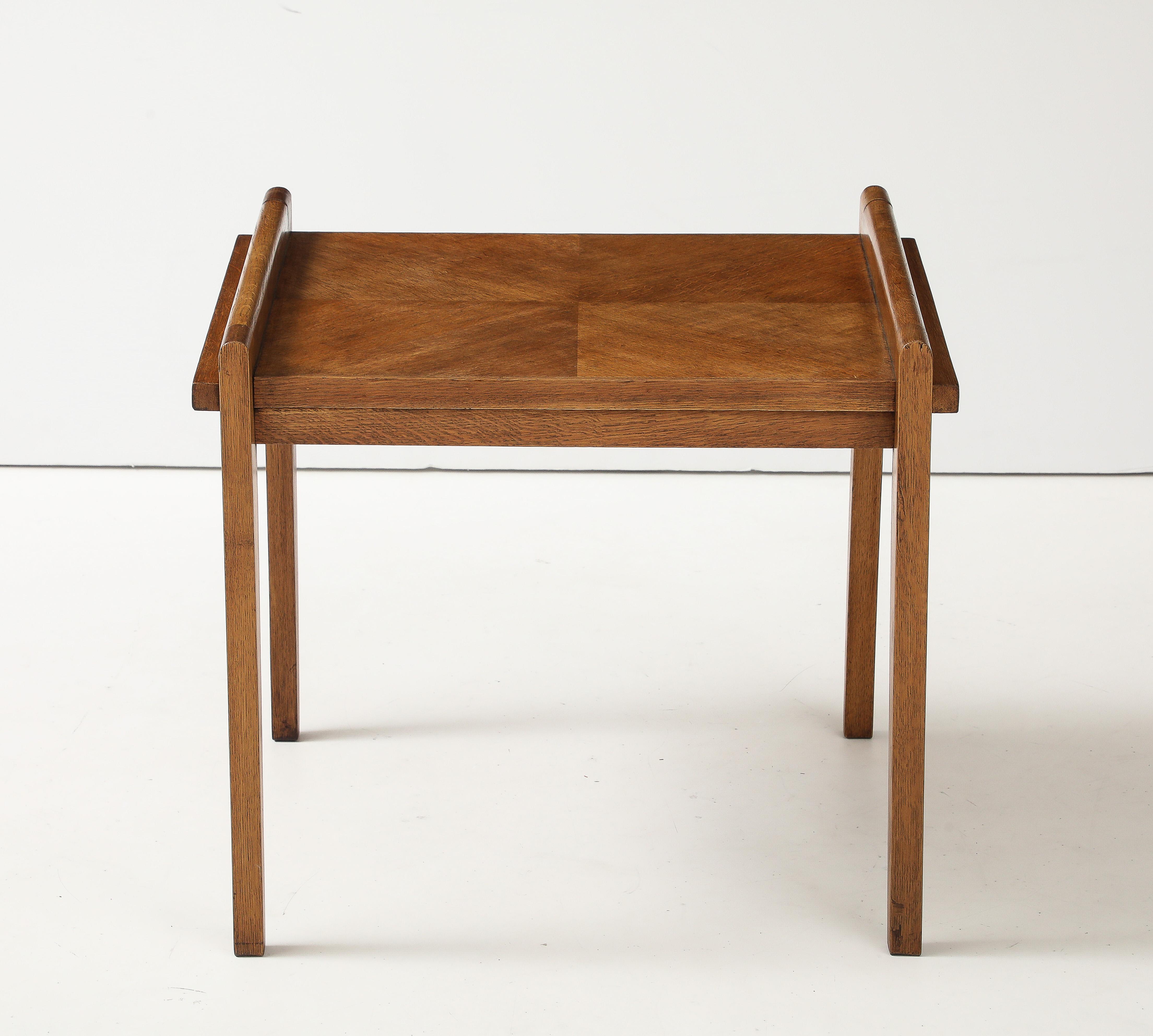 René Gabriel Rare Form Oak Side Table, France, circa 1945 For Sale 8