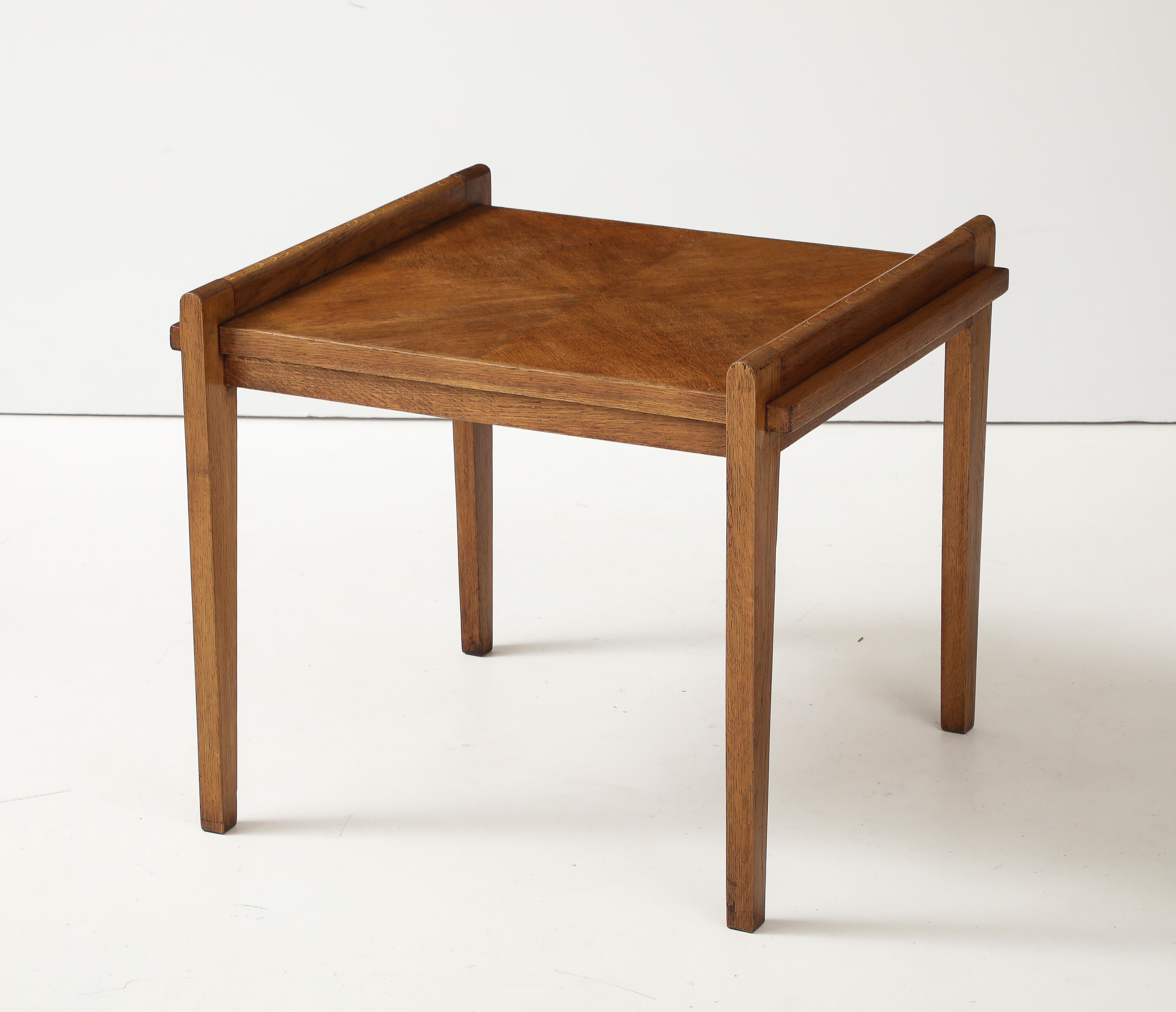 René Gabriel Rare Form Oak Side Table, France, circa 1945 For Sale 9