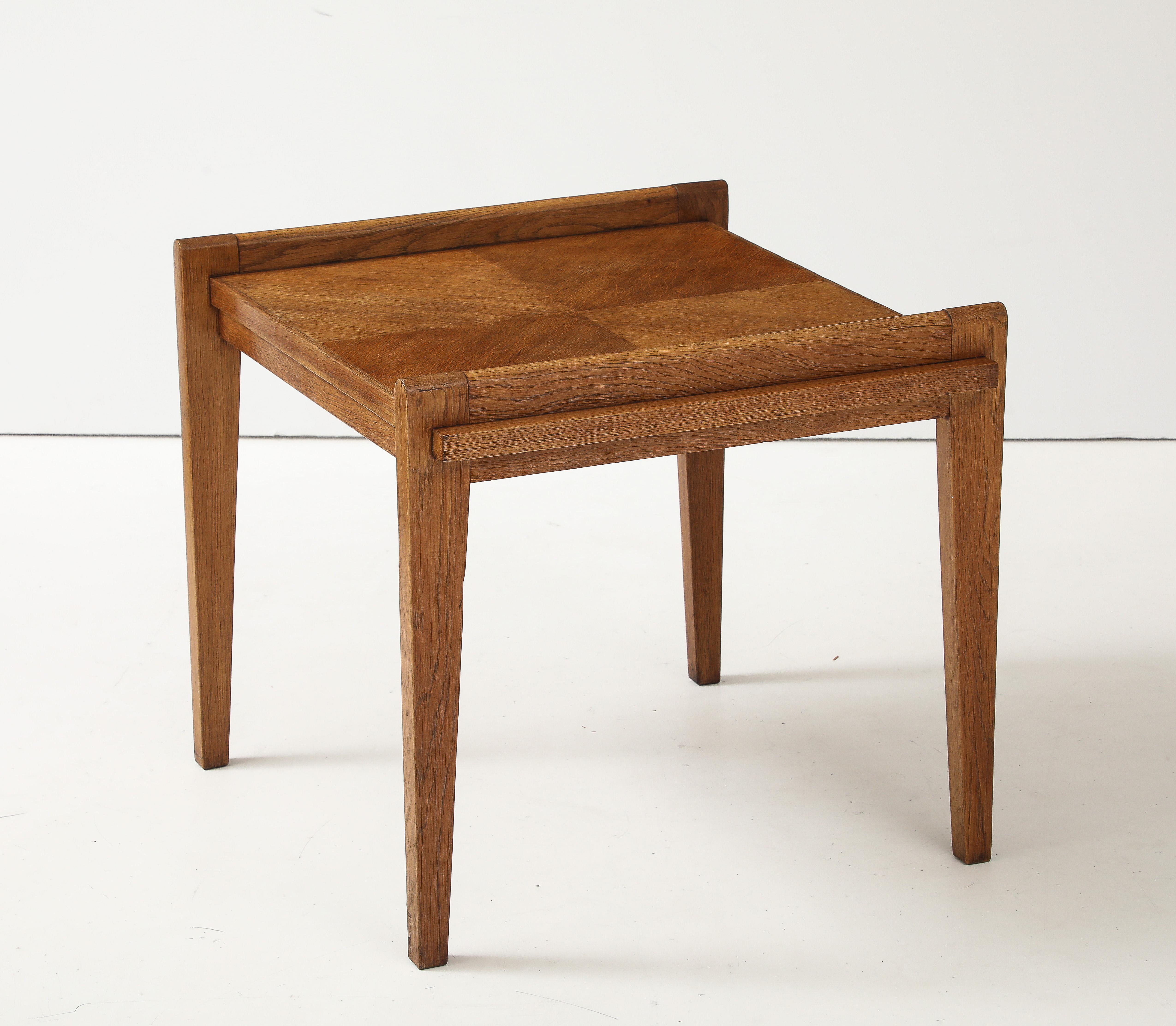 René Gabriel Rare Form Oak Side Table, France, circa 1945 For Sale 10