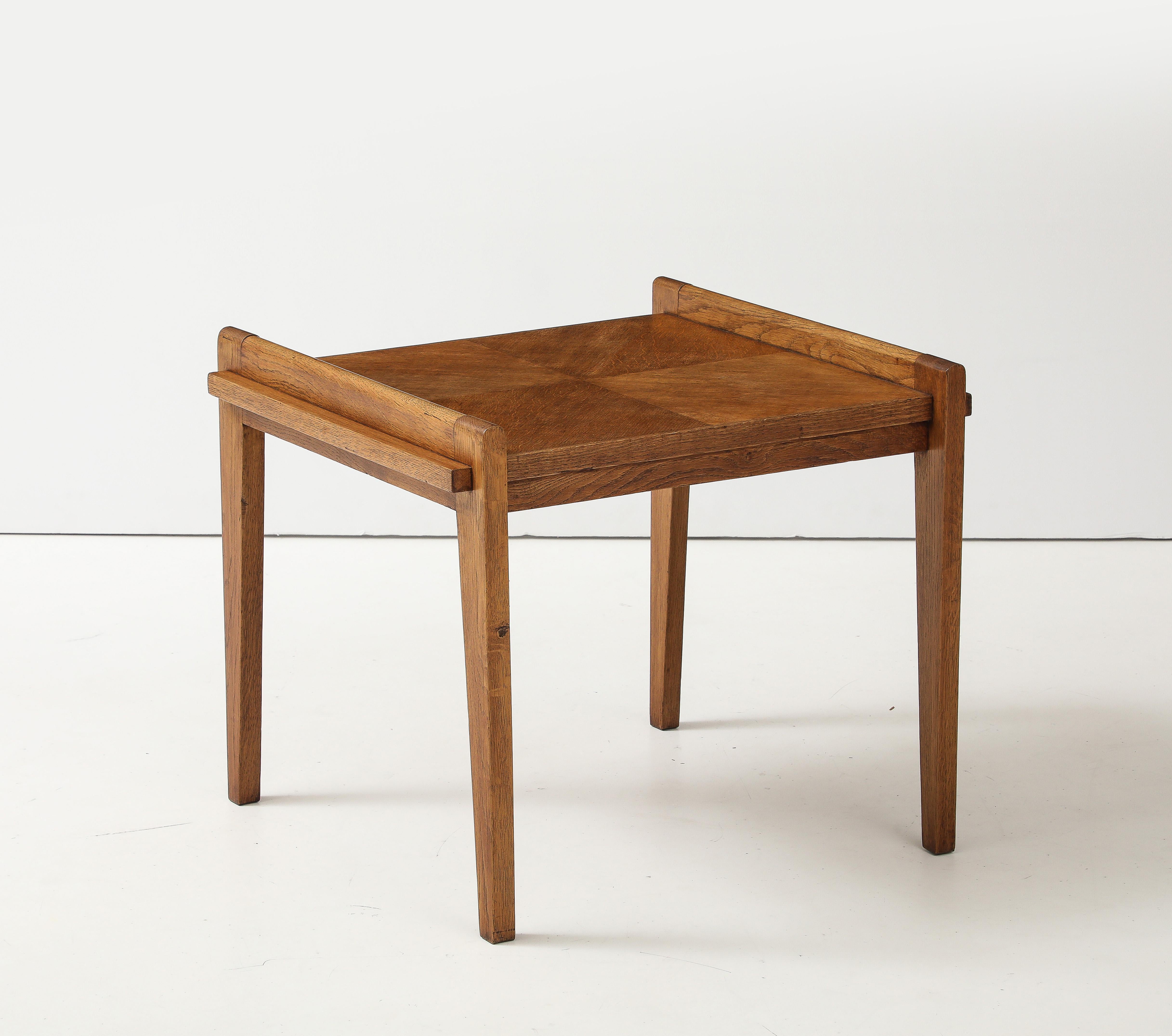 René Gabriel (1899-1950) rare form oak side table, France, circa 1945
Oak
Measures: H 21.5 table top H 20.25 W 23.5 L 25.75 inches

Bibliography: Pierre Gencey, René Gabriel - Norma Éditions, Paris, 2018. Identical model, p. 277 & 280.
