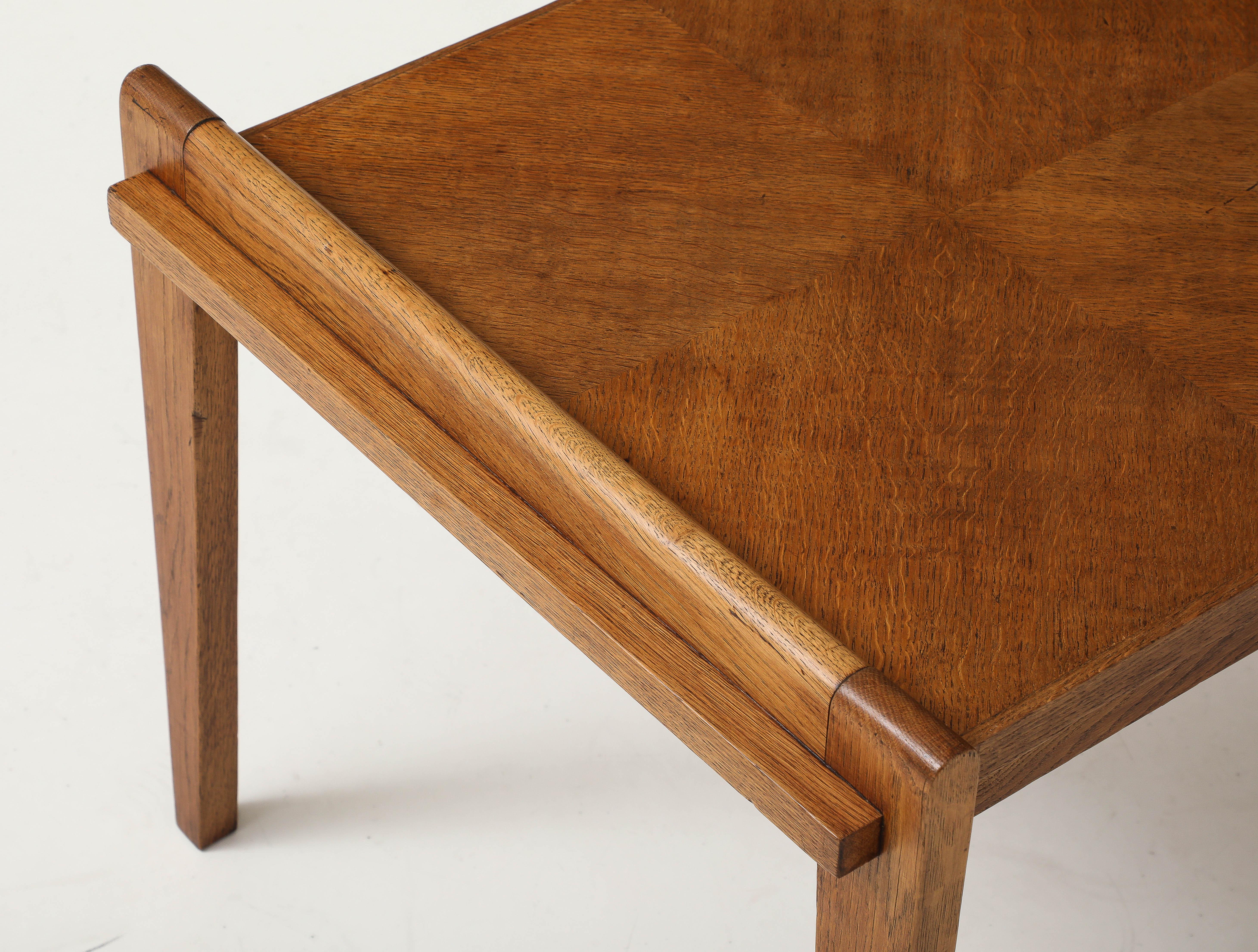 Mid-Century Modern René Gabriel Rare Form Oak Side Table, France, circa 1945 For Sale