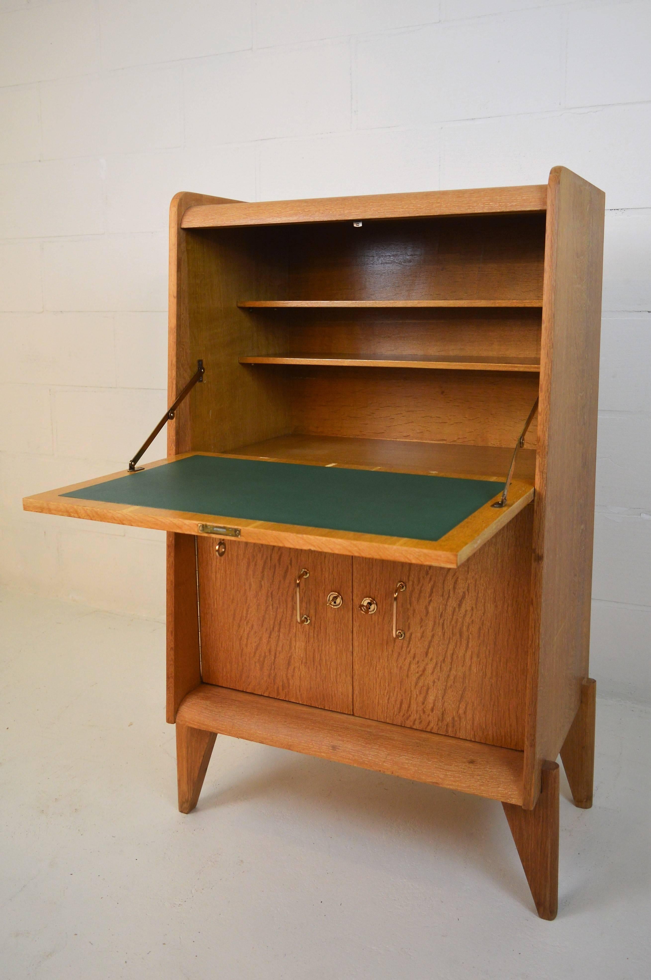 Art Deco Rene Gabriel Secretary Desk in Oak, 1950s
