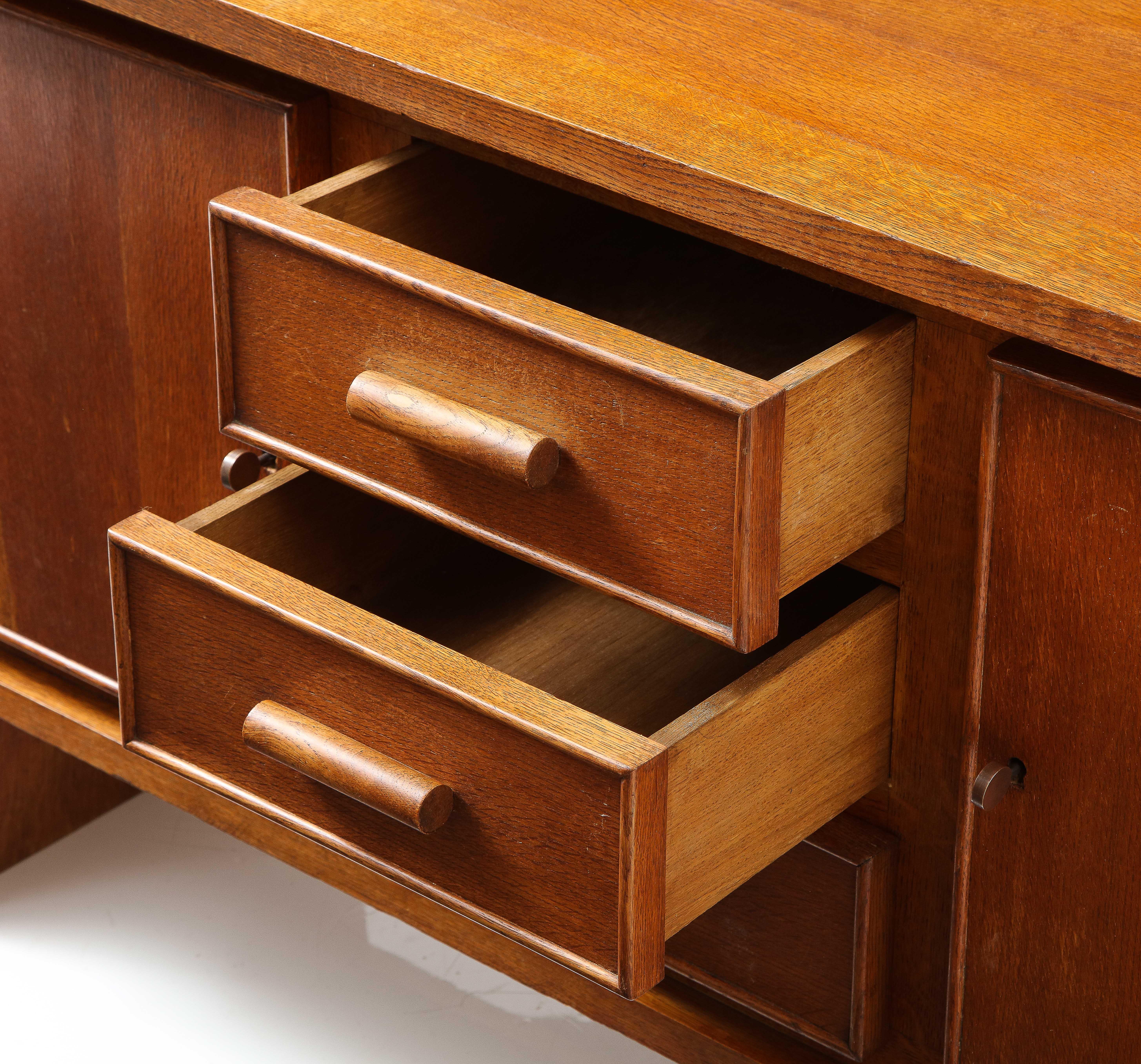 Mid-Century Modern René Gabriel Sideboard, First Edition, Wooden Handles, France, 1948 For Sale
