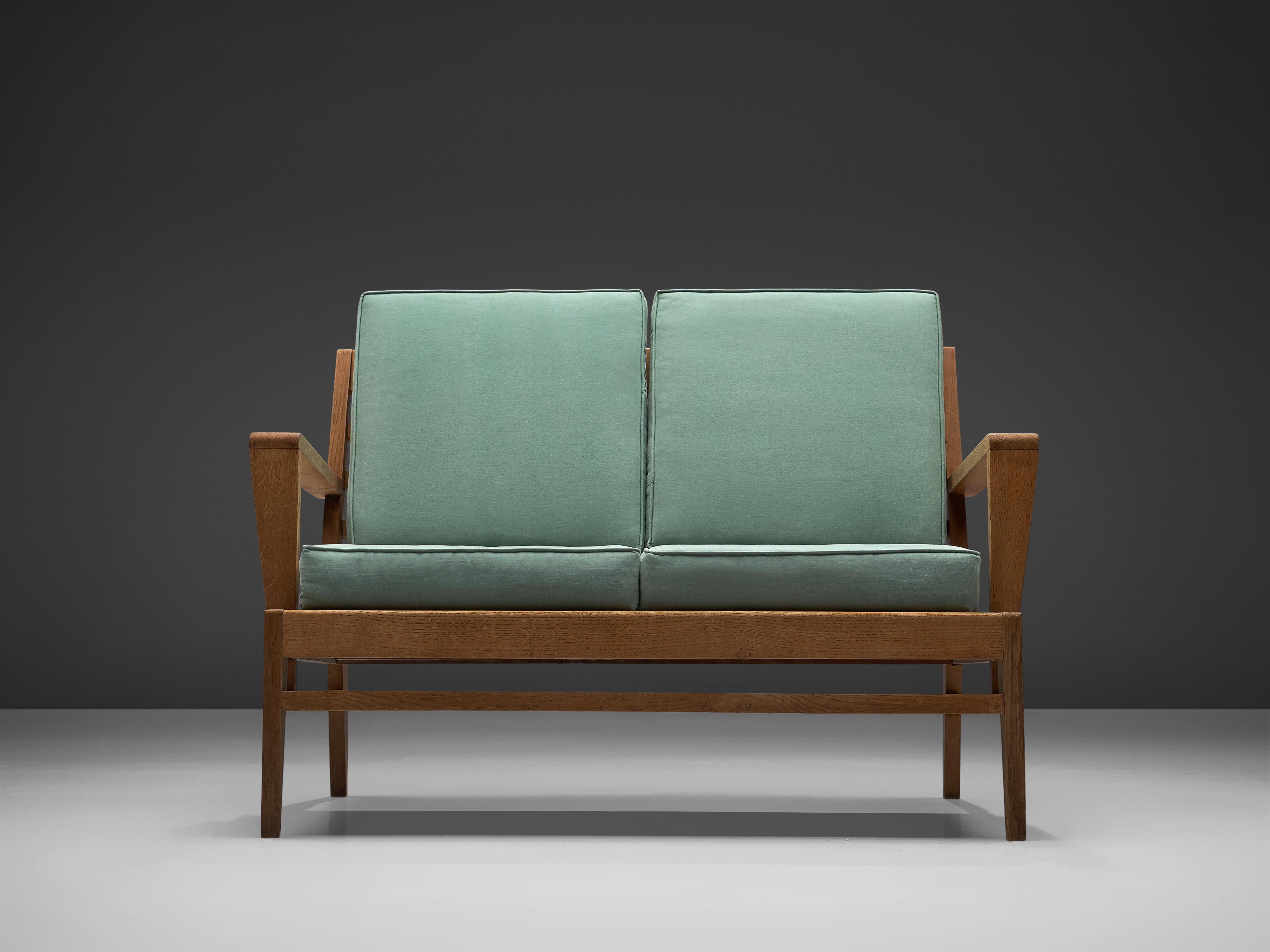 French René Gabriel Extremely Rare Sofa in Solid Oak