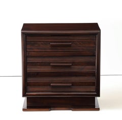 René Gabriel Three Drawer Small Chest, Modernist Wood Handles, France, 1938