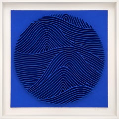 Blue artwork by René Galassi: Calicots et Pigments 100 x 100 cm