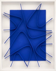 Blue artwork by René Galassi: Calicots et Pigments 100 x 80 cm