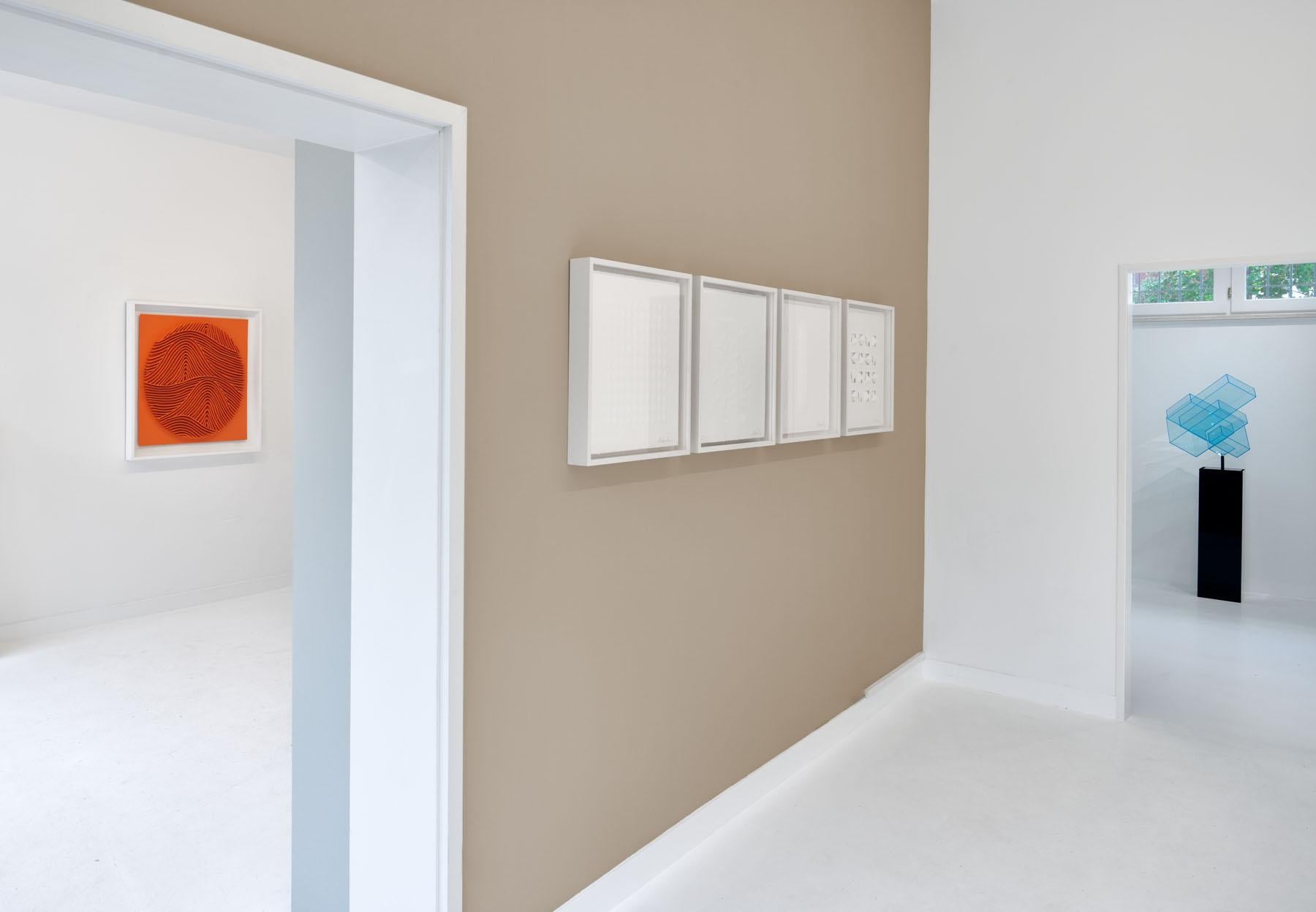 Orange artwork by René Galassi: Calicots et Pigments 100 x 100 cm 3