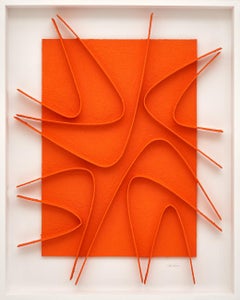 Orange artwork by René Galassi: Calicots et Pigments 100 x 80 cm