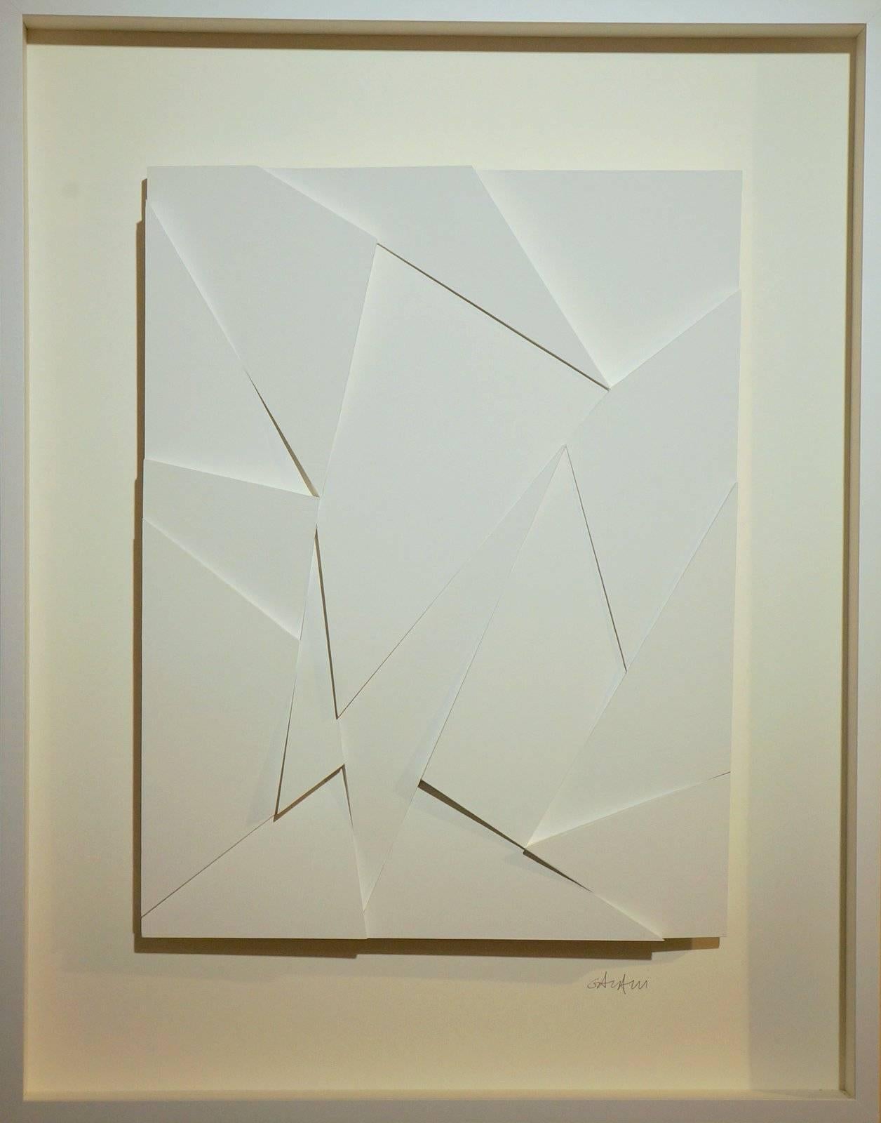 René Galassi Abstract Painting - Origami RG2, 2015- mixed media, 95x75 cm., framed