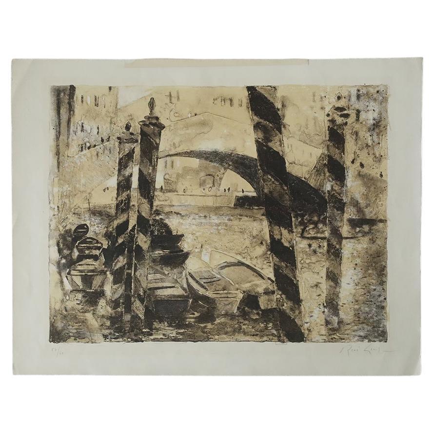 René Genis, Lithograph on Bfk Rives Paper, 1970s For Sale