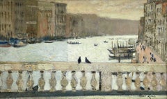 Balustrade du Rialto aux Deux Pigeons - 20th Century Riverscape by Rene Genis