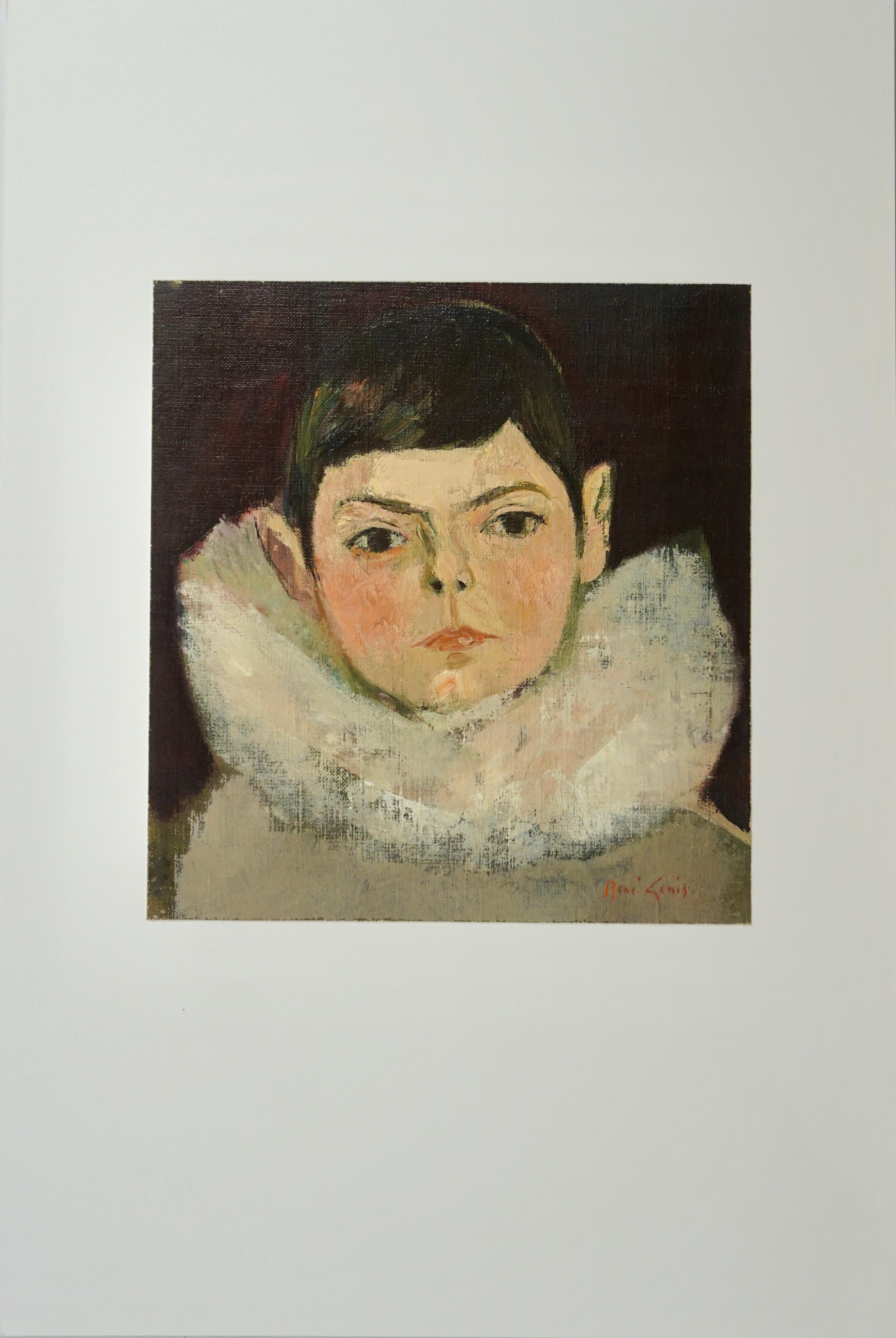 “Enfant A La Collarette” The Child in the Collar. - Painting by René Genis