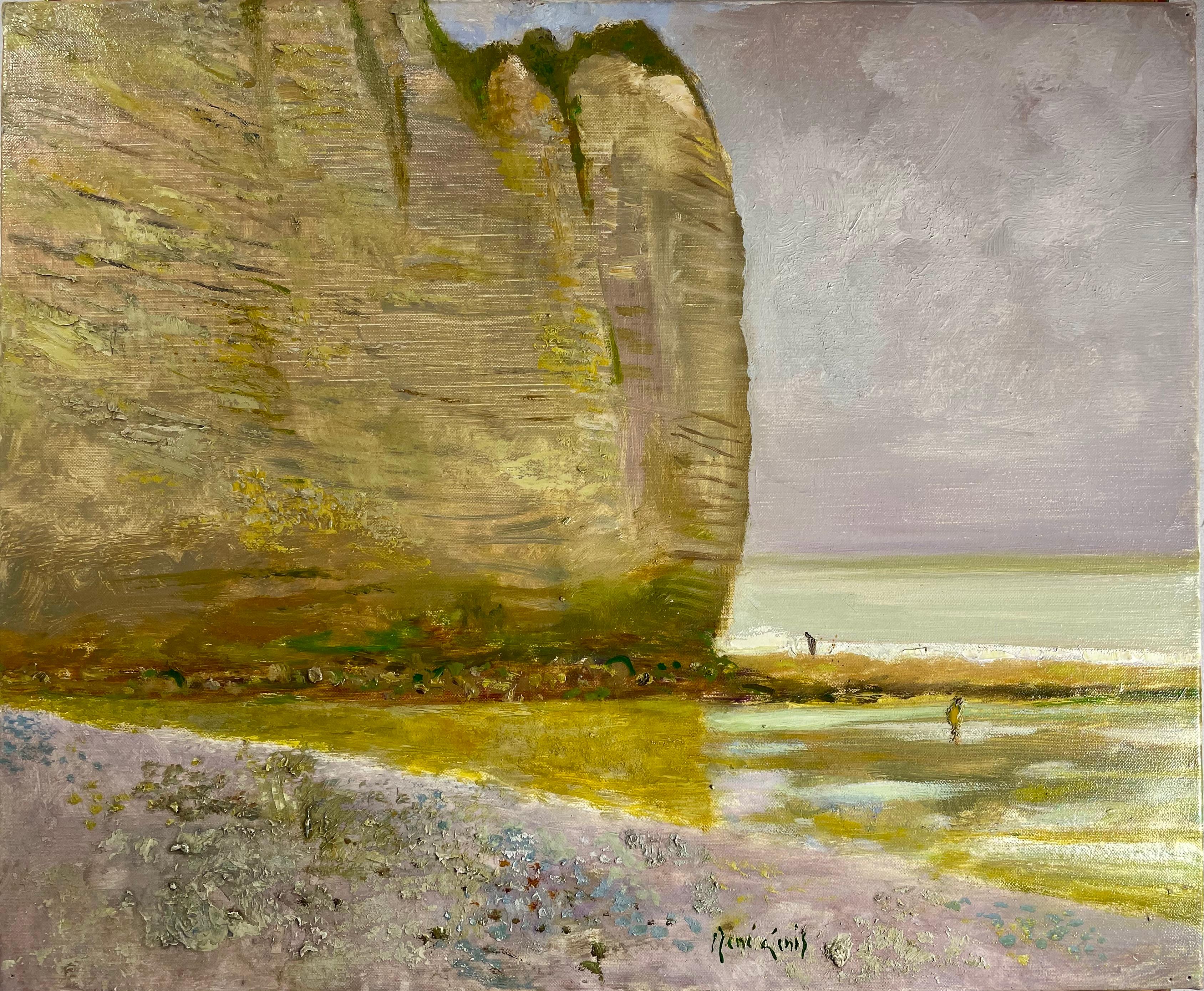 Landscape Painting René Genis - « Les Falaise Normandes » (Les Cliffs Of Normand)