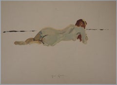 Lying Nude - Original hansigned oil on paper