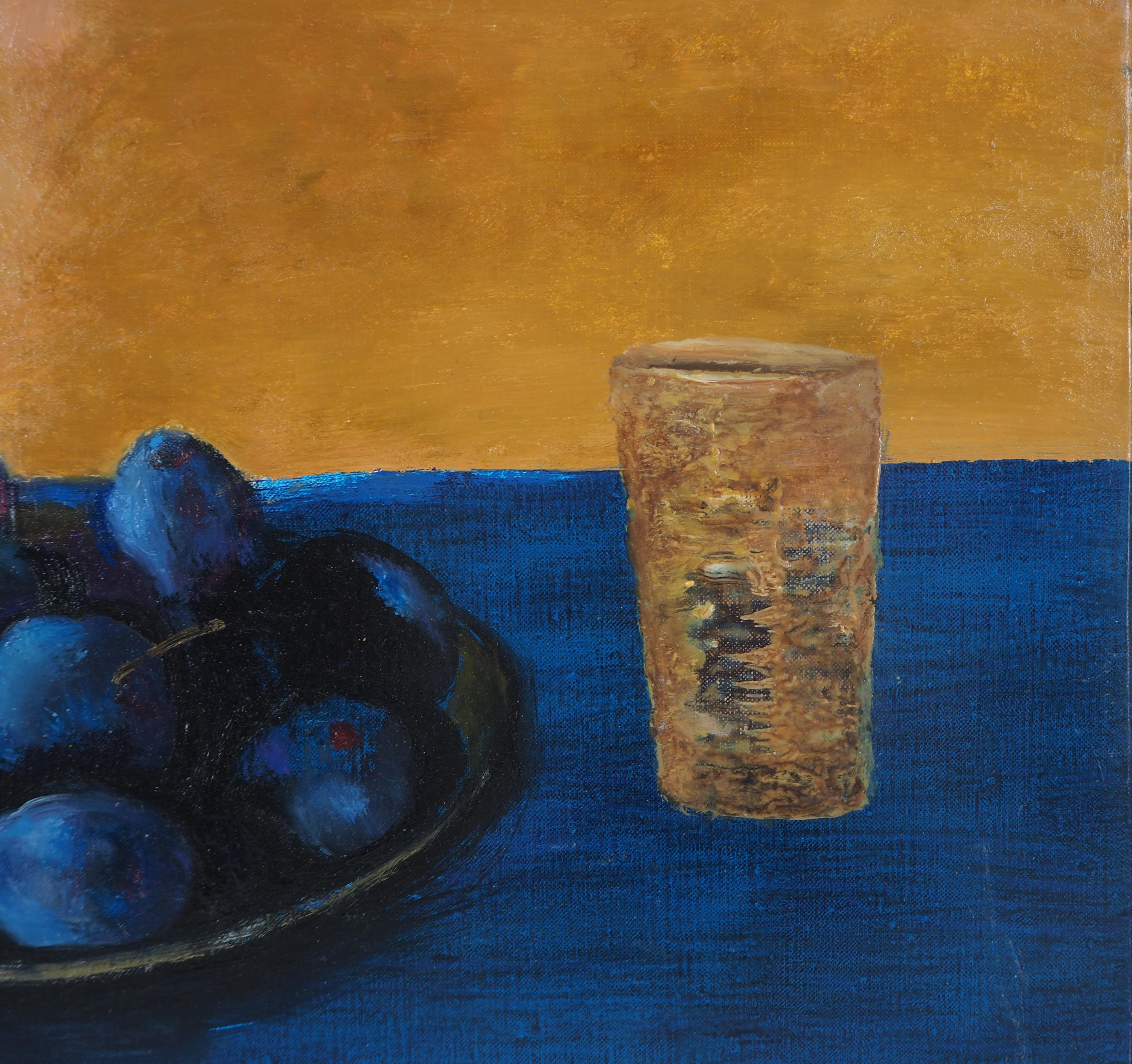 René Genis (1922-2004)
Still Life with Plums

Original oil on canvas
Signed right bottom
Size of the canvas 33 x 55 cm (c. 13 x 21.6 inch)

Excellent condition