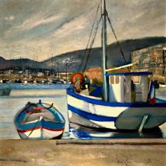 El puerto de Tolón, Francia de René Genis - Óleo sobre lienzo 60x60 cm