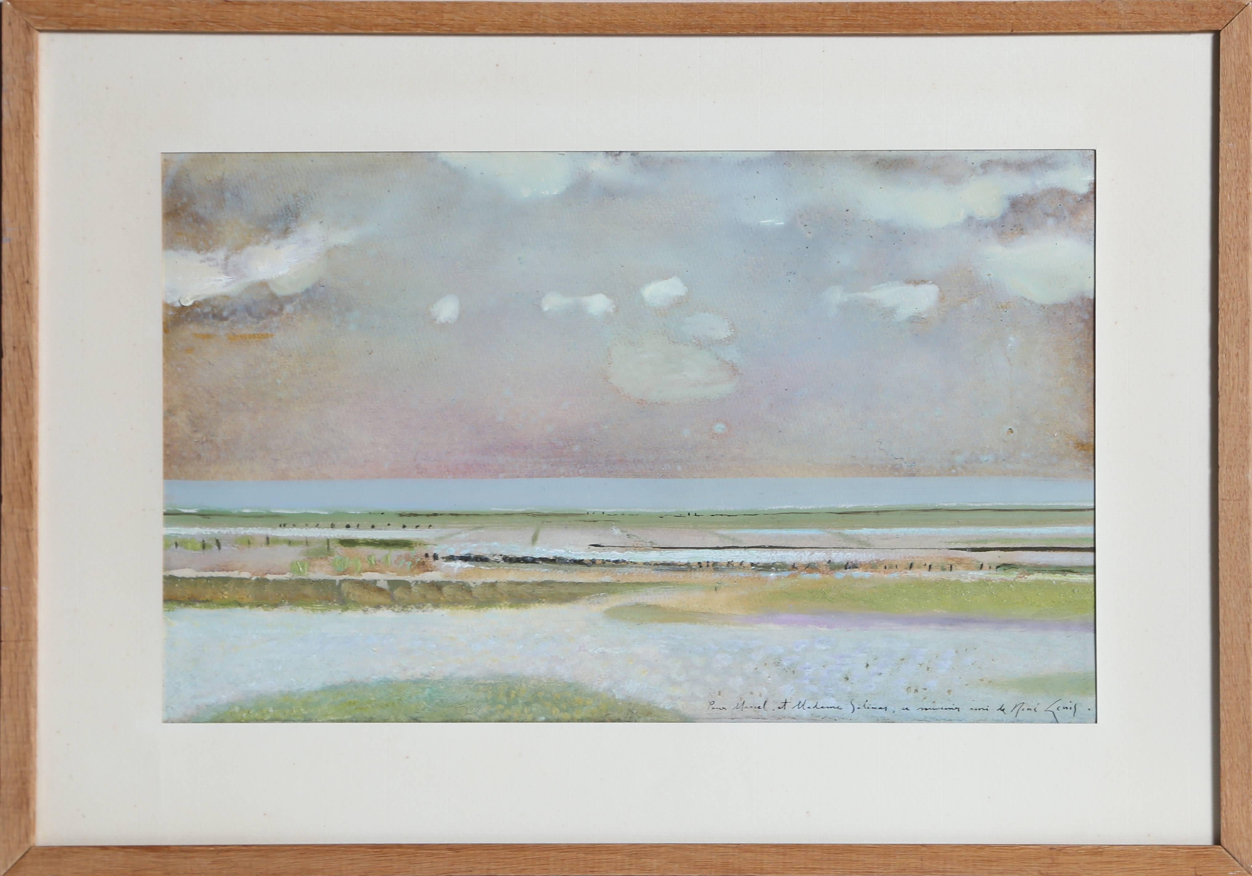 René Genis Landscape Art – Strandlandschaft, Aquarell auf Büttenpapier von Rene Genis