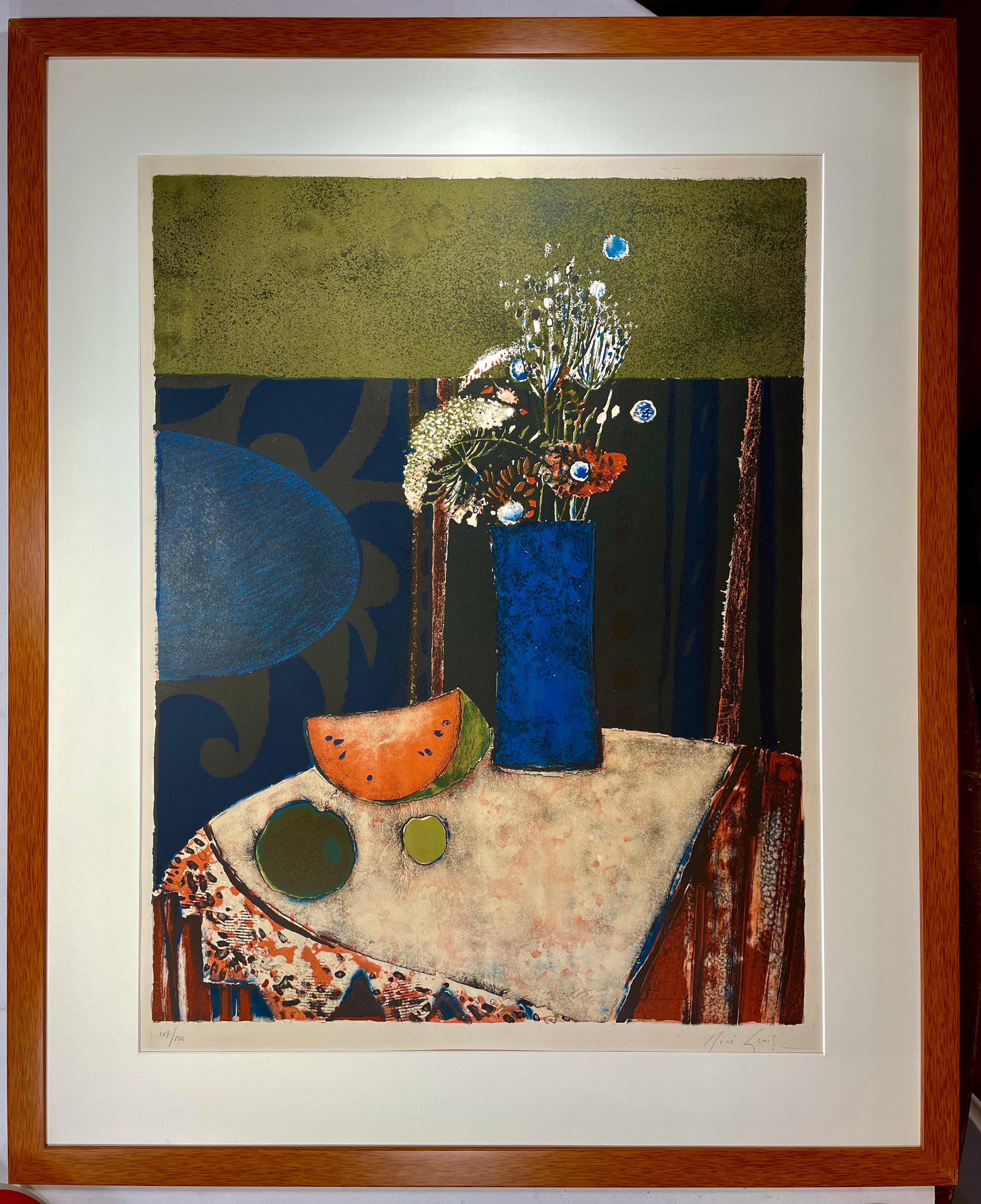 René Genis Still-Life Print - Bouquet et Melon