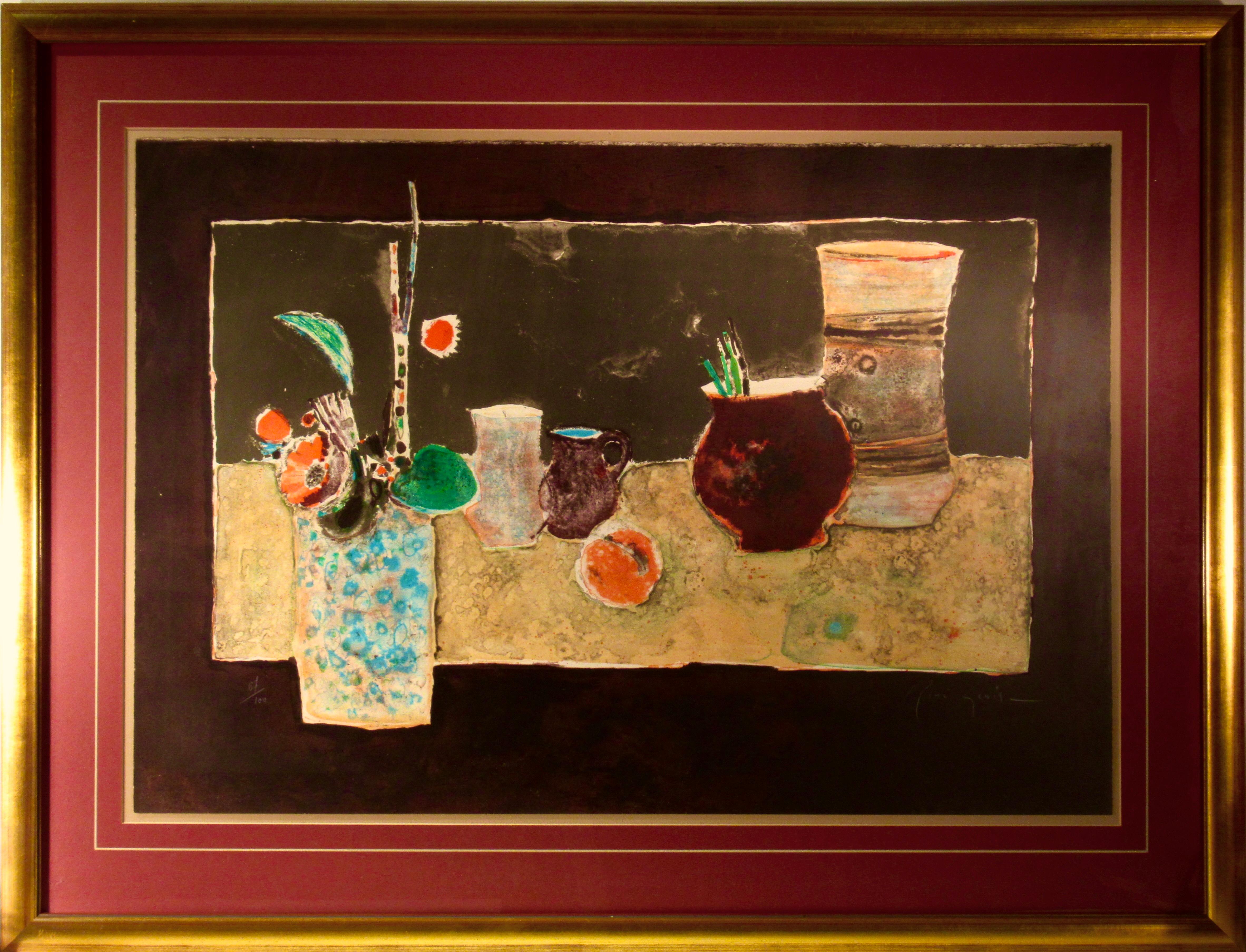 Figurative Print di René Genis - Nature Morte aux Vases