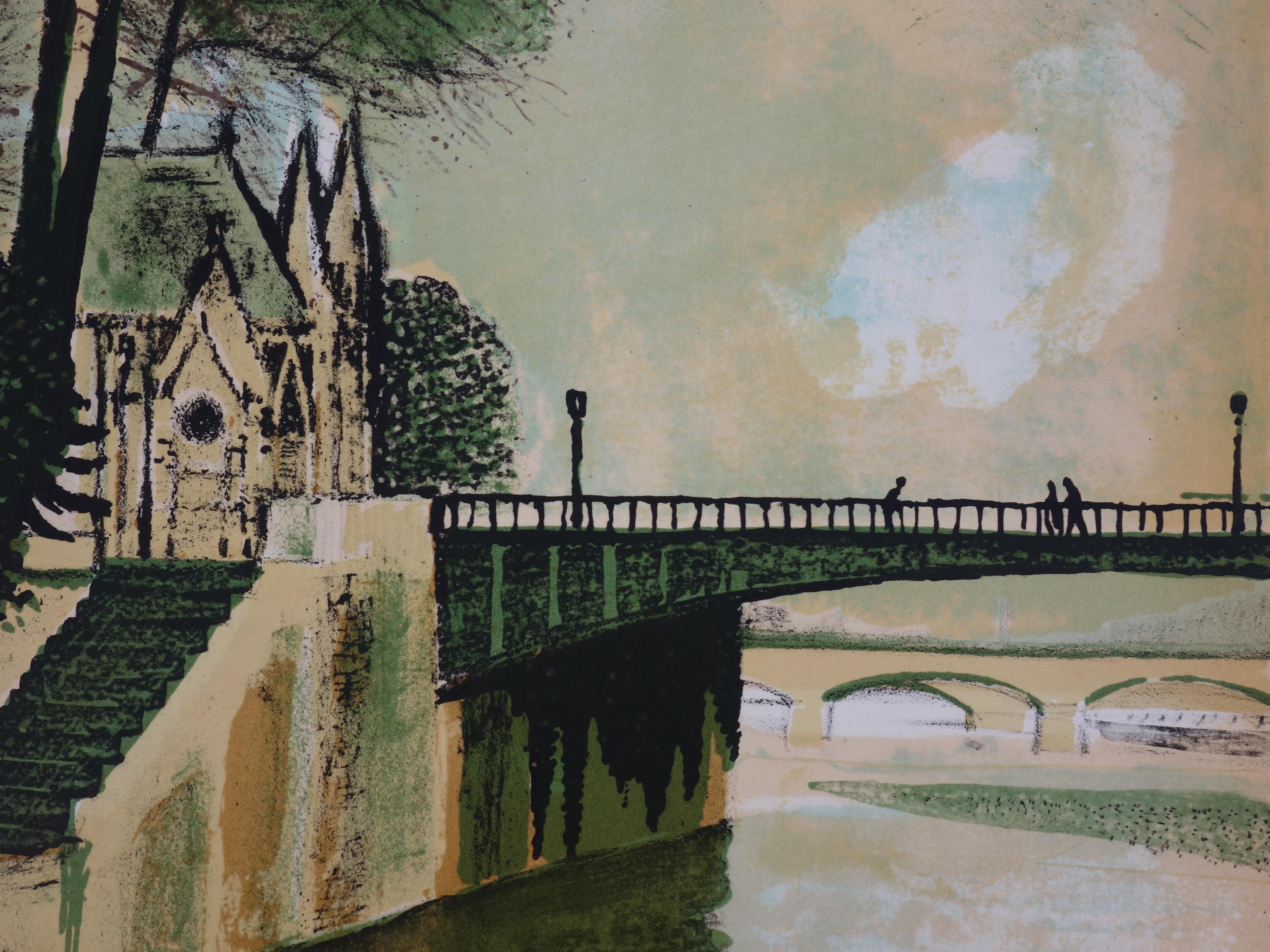 Paris : Docks of the Seine and Notre Dame - Handsigned lithograph (Mourlot 1973) 1