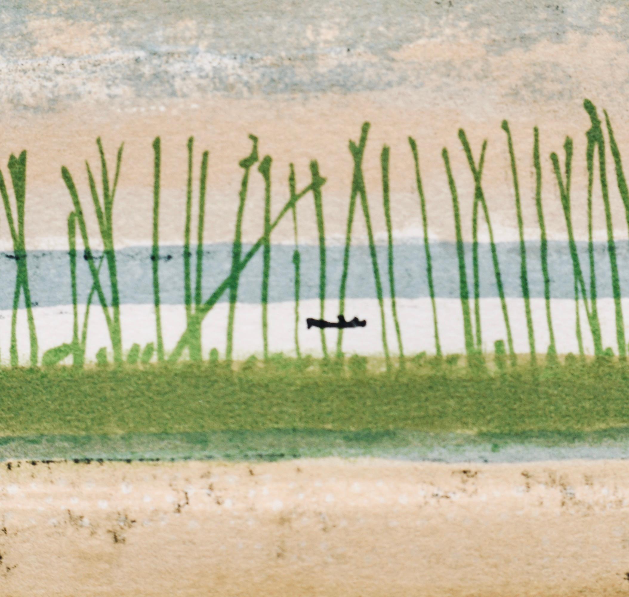 Fishing landscape scene - Brown Landscape Print by René Genis