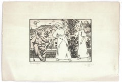 Rene Georges Hermann-Paul (1864-1940) - Xilografia, Il veterano riconoscente