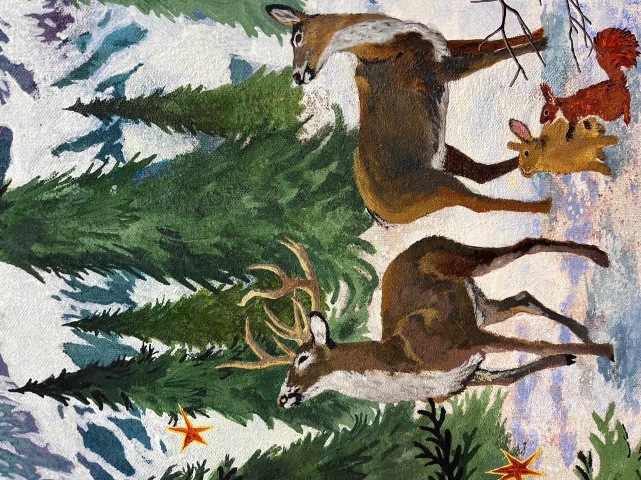 Une observation au cœur de l'hiver - Surréalisme Painting par Rene Gonzalez