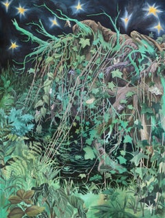 Fallen Willow by Rene Gonzalez - forest landscape painting, green