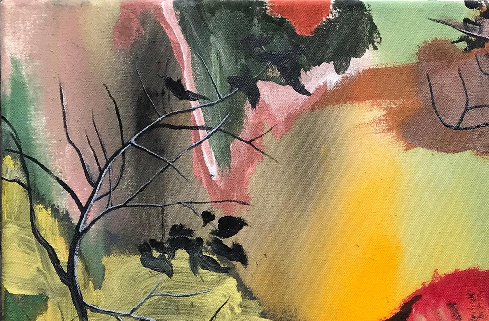 Volpe di Rene Gonzalez - dipinto di paesaggio forestale, volpe, rosso, natura, colori vivaci in vendita 8