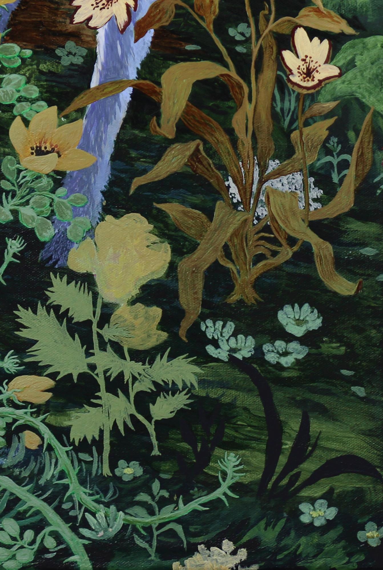 Prickly Flowers de Rene Gonzalez - peinture acrylique de paysage forestier, animal en vente 2