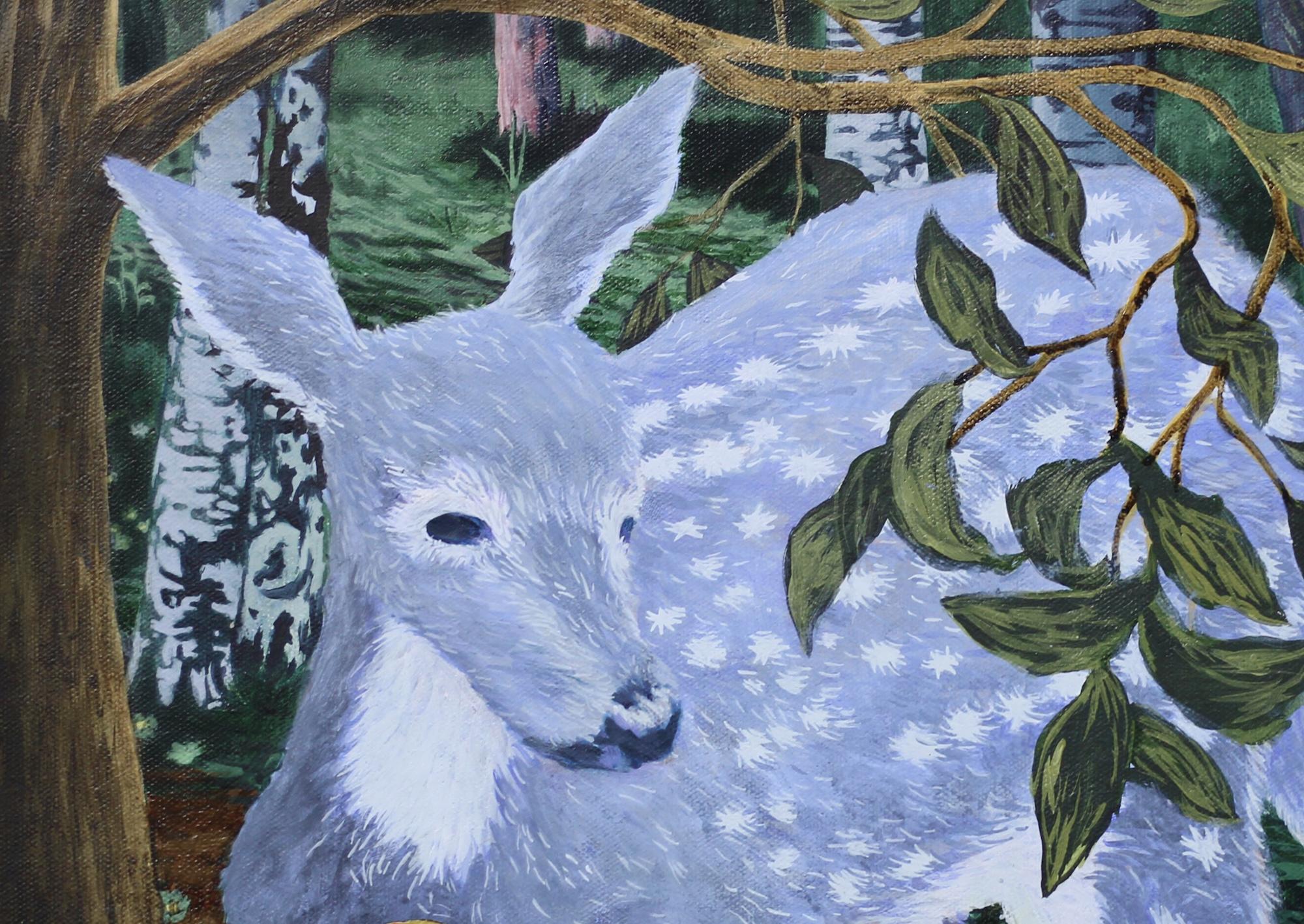 Prickly Flowers de Rene Gonzalez - peinture acrylique de paysage forestier, animal en vente 5