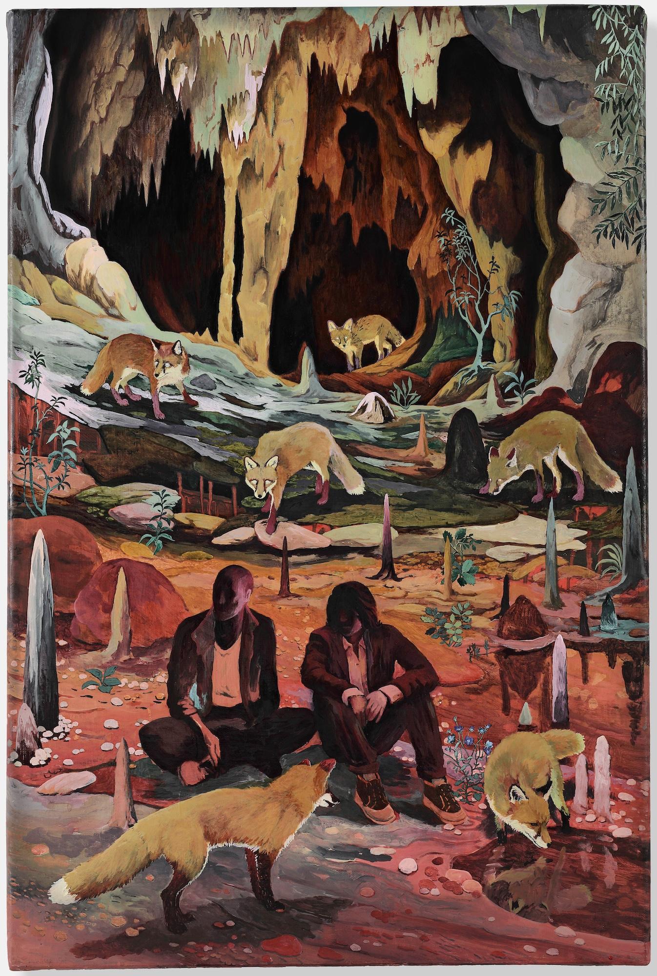 Shadows Dancing by Rene Gonzalez - forest landscape painting, fox, red, nature im Angebot 3