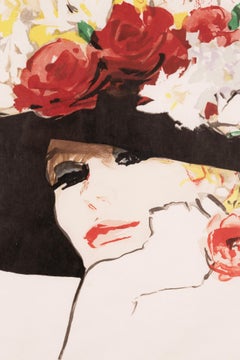 Rene Gruau La Rose Rouge, signierte Art-Déco-Lithographie auf Papier 119/300, gerahmt 1987
