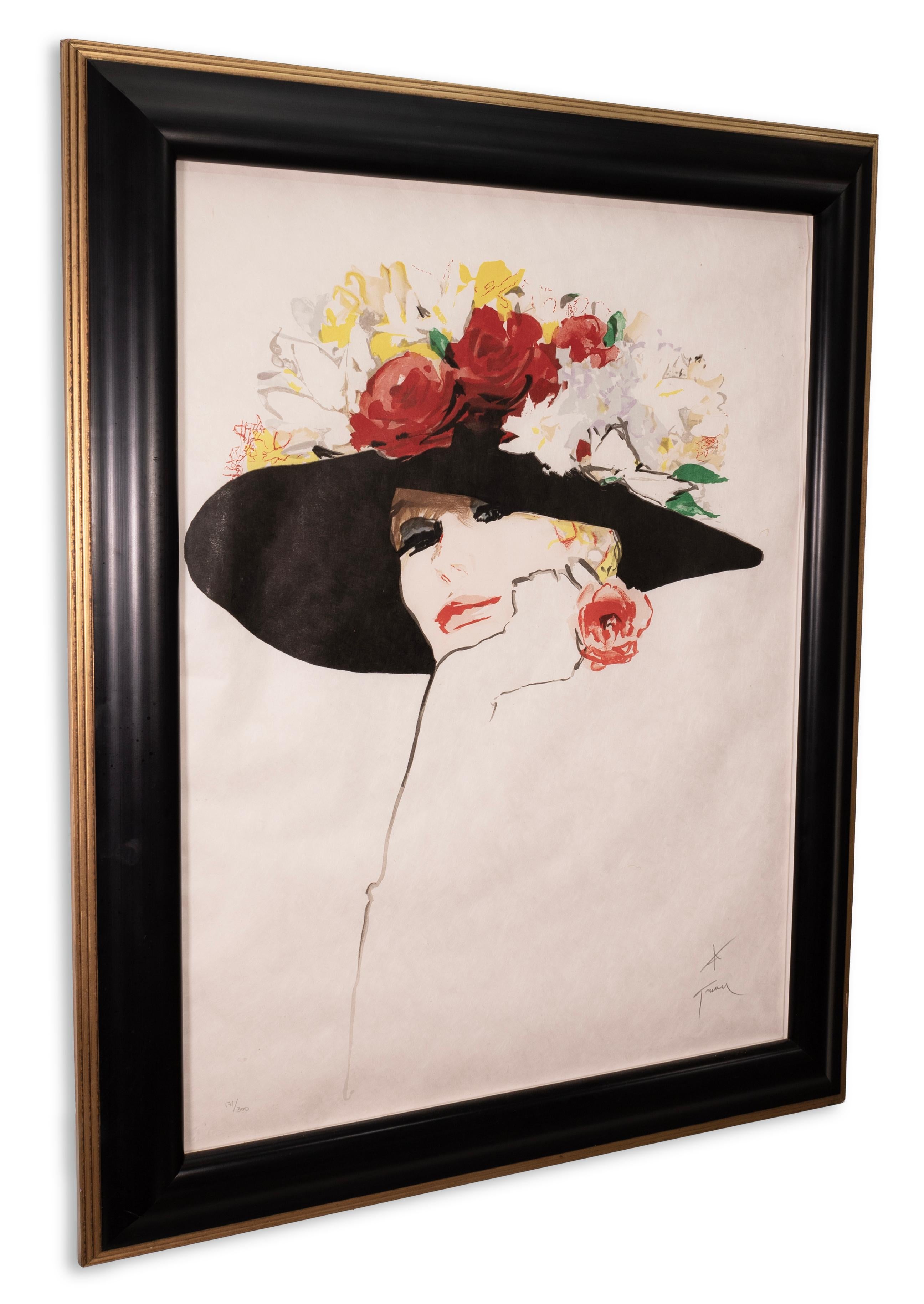 Rene Gruau La Rose Rouge Signed Art Deco Lithograph on Paper 119/300 Framed 1987 For Sale 2