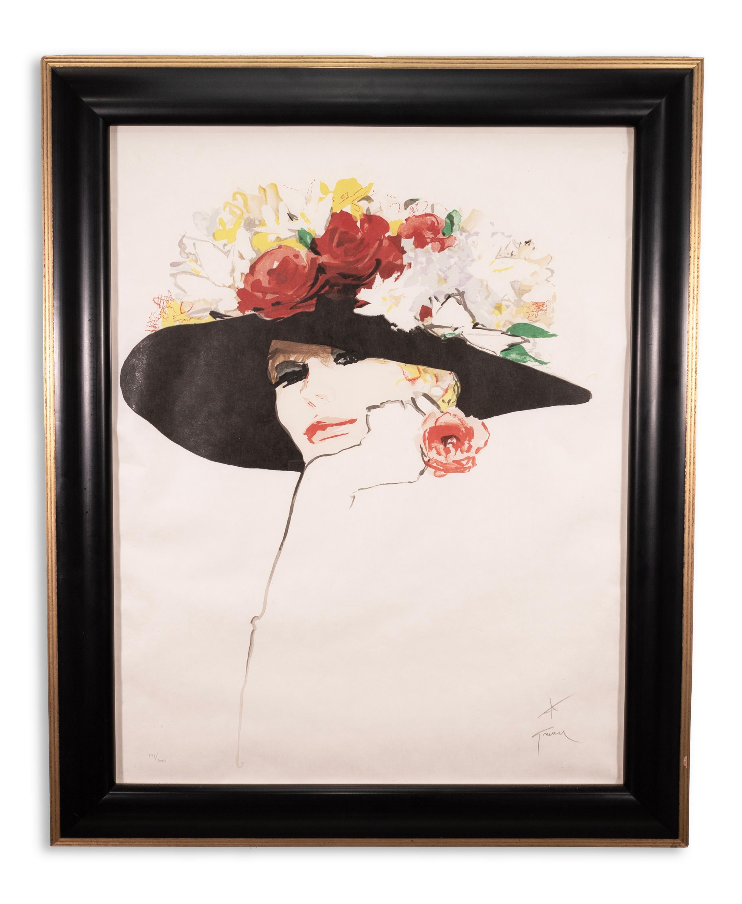 Rene Gruau La Rose Rouge Signed Art Deco Lithograph on Paper 119/300 Framed 1987 For Sale 3