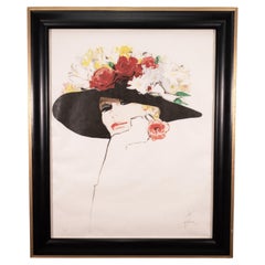 Rene Gruau La Rose Rouge Litografía Art Déco firmada sobre papel 119/300 Enmarcada 1987