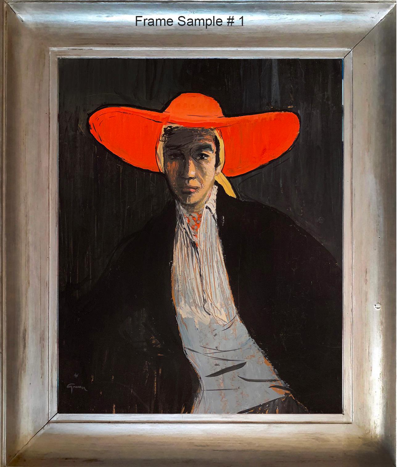 Figure in a Wide-brimmed Red Hat - Black Figurative Painting by René Gruau