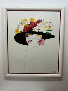 „La Rose Rouge“ nach Rene Gruau, Porträtgemälde einer Frau