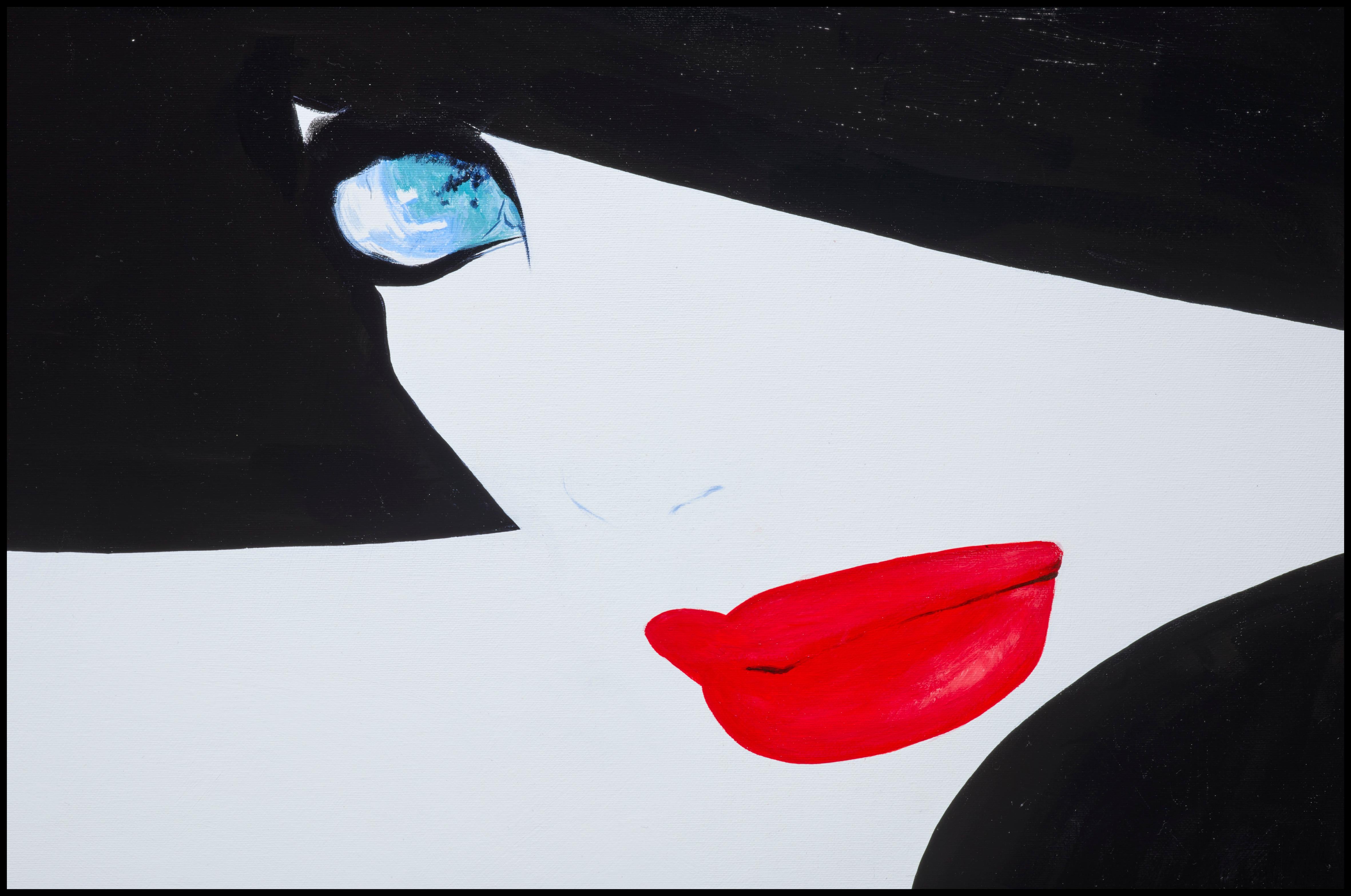 The Red Kiss (Rouge Baiser) - Contemporary Painting by René Gruau
